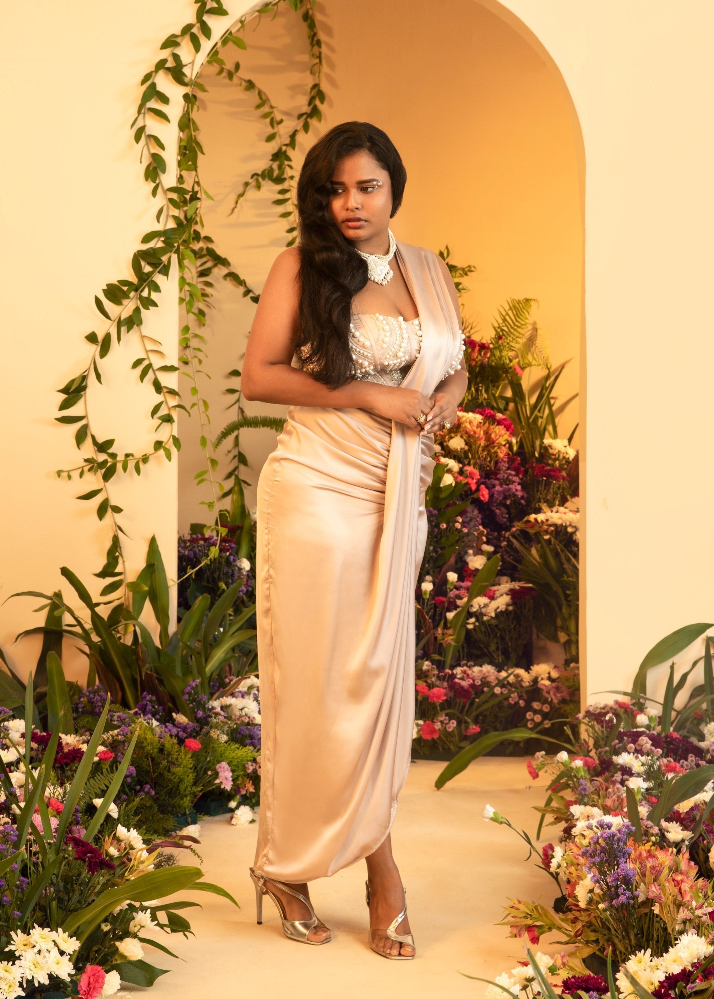 Champagne Wrap Pre-Stitched Saree