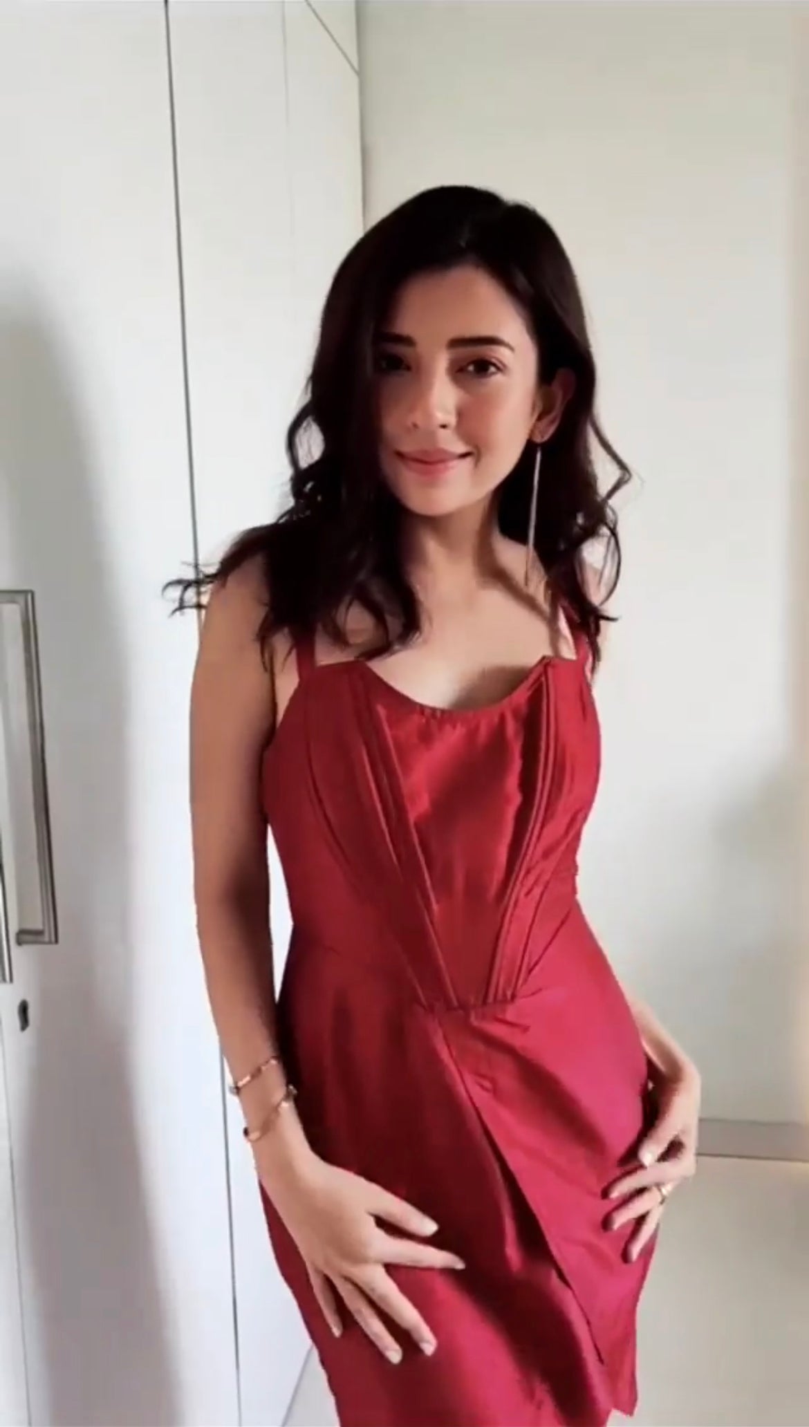 Red silk dress
