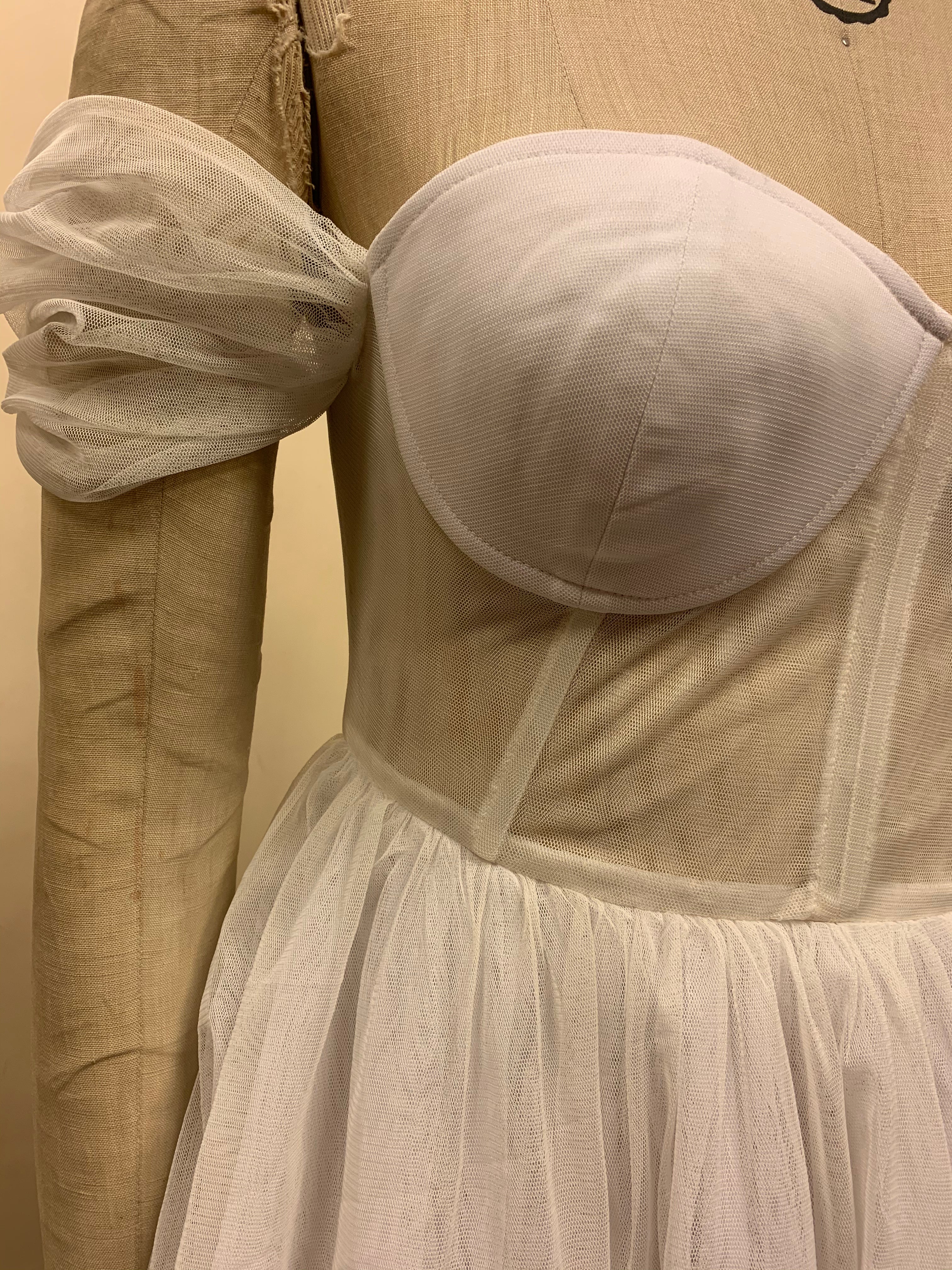White bustier dress off shoulder
