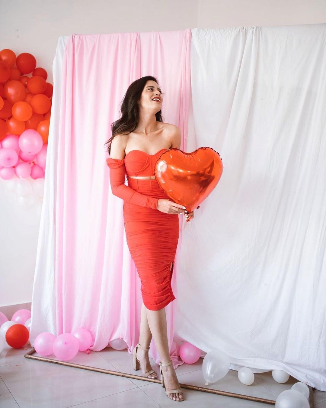 Red Midi Corset Dress