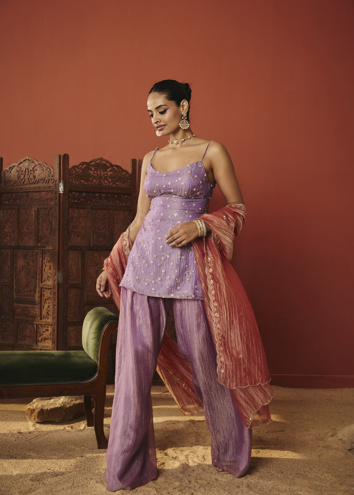 The Elara Lilac Sequin Embroidered Kurta Set