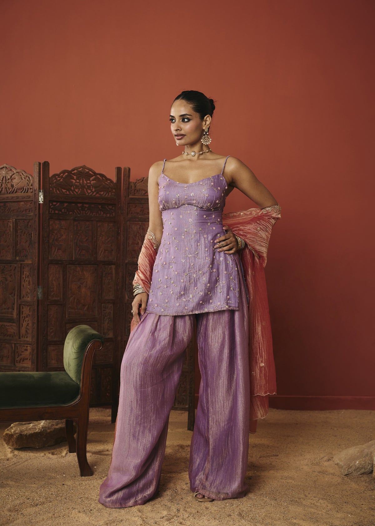 The Elara Lilac Sequin Embroidered Kurta Set