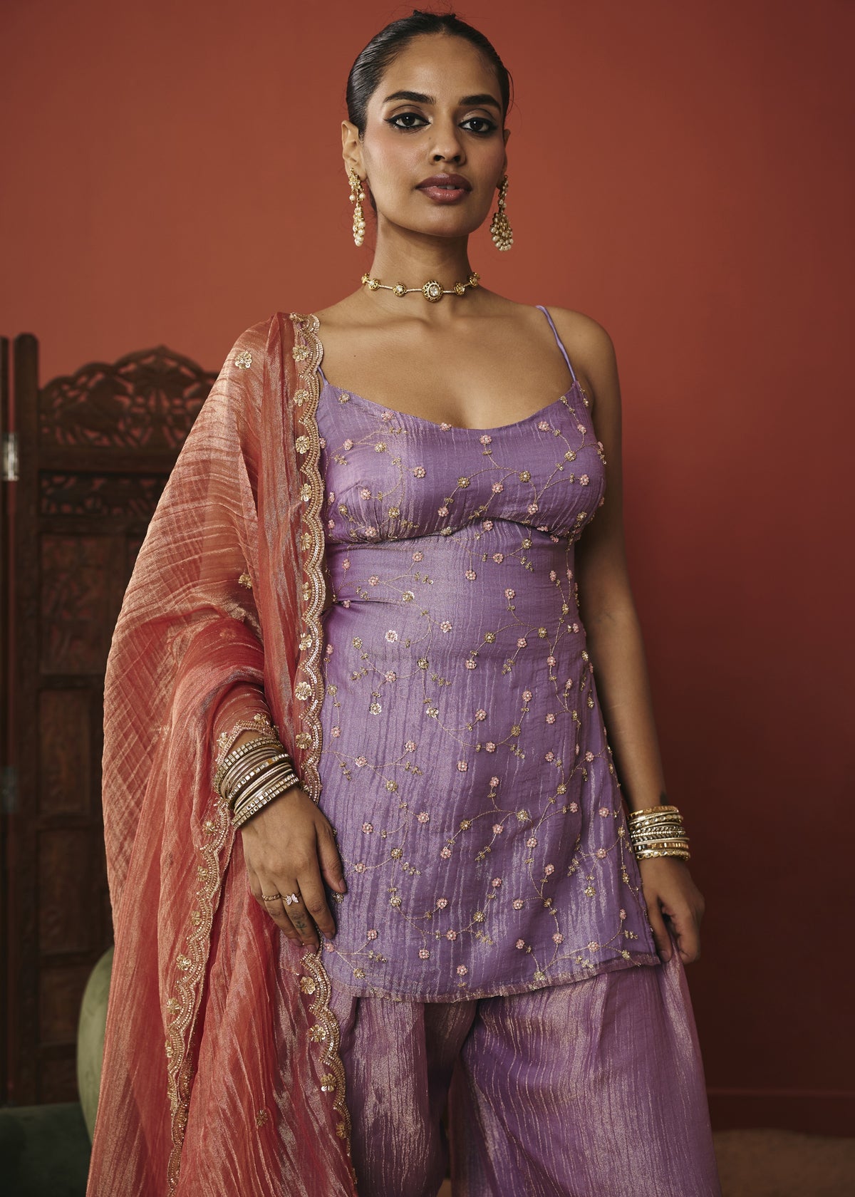 The Elara Lilac Sequin Embroidered Kurta Set