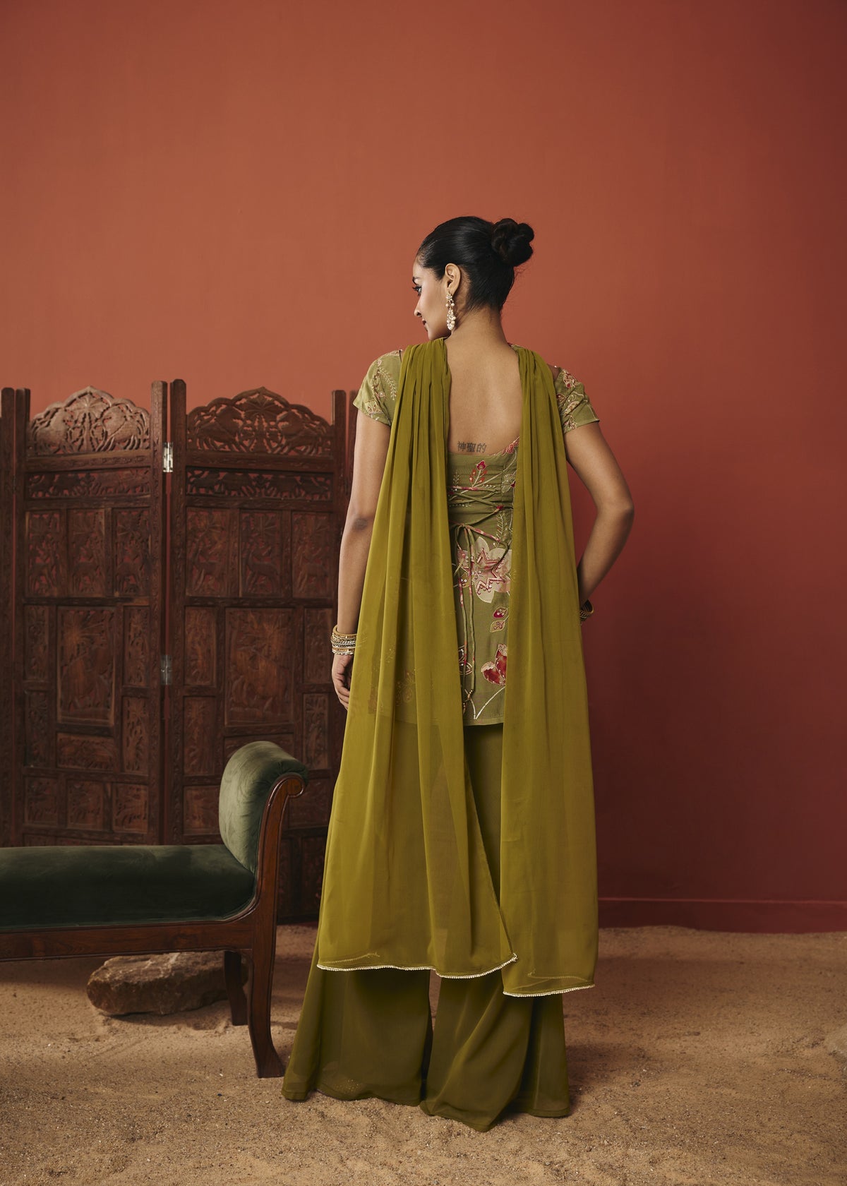 Vanya Olive Floral Embroidered Kurta Set