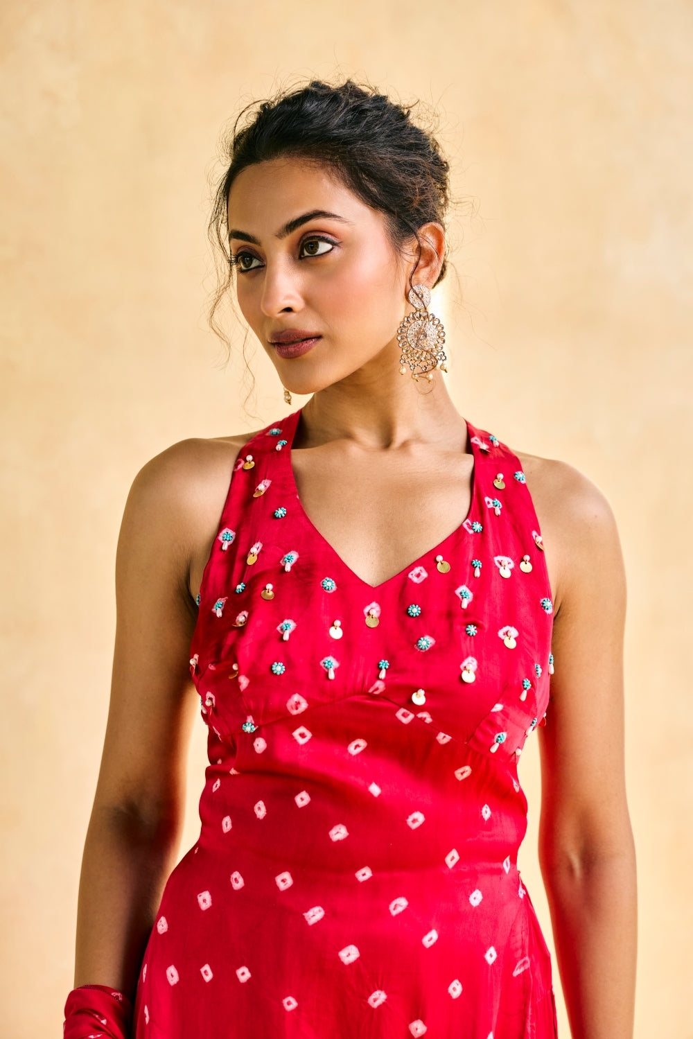 Bebo Pink Bandhani Embellished Kurta Set
