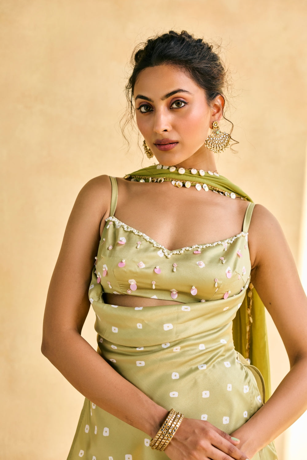 Ambhi Green Bandhani Embellished Kurta Set