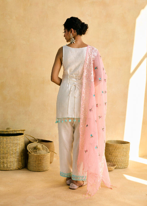 Tara Embroidered White Suit Set
