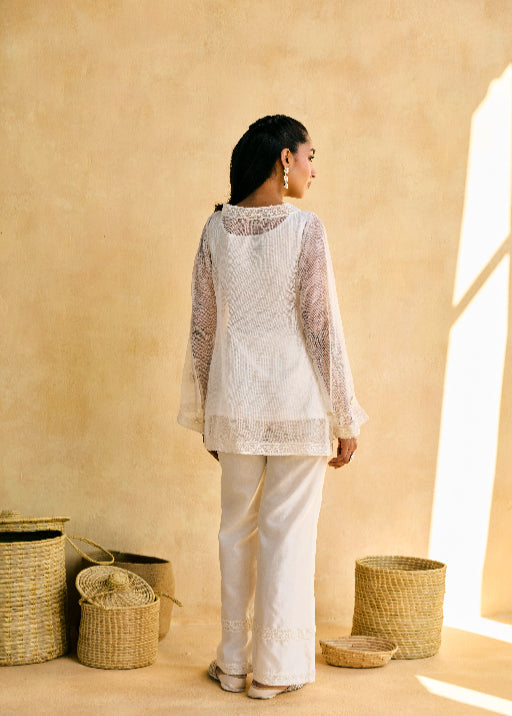 Chandni Baag White Embroidered Three-Piece Set