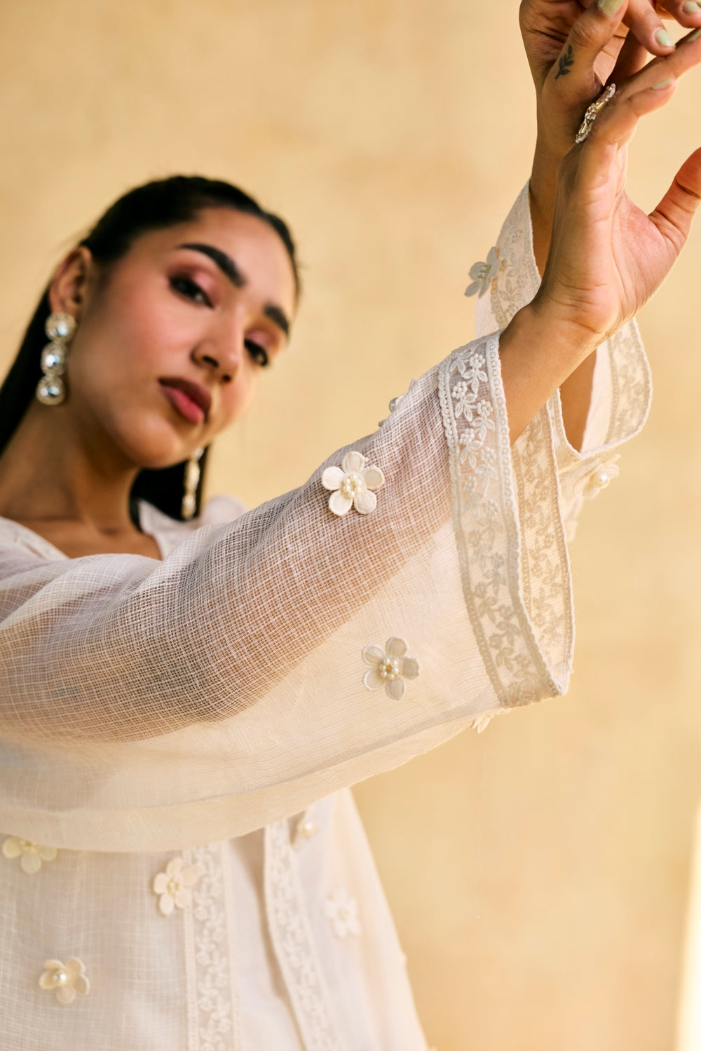 Chandni Baag White Embroidered Three-Piece Set