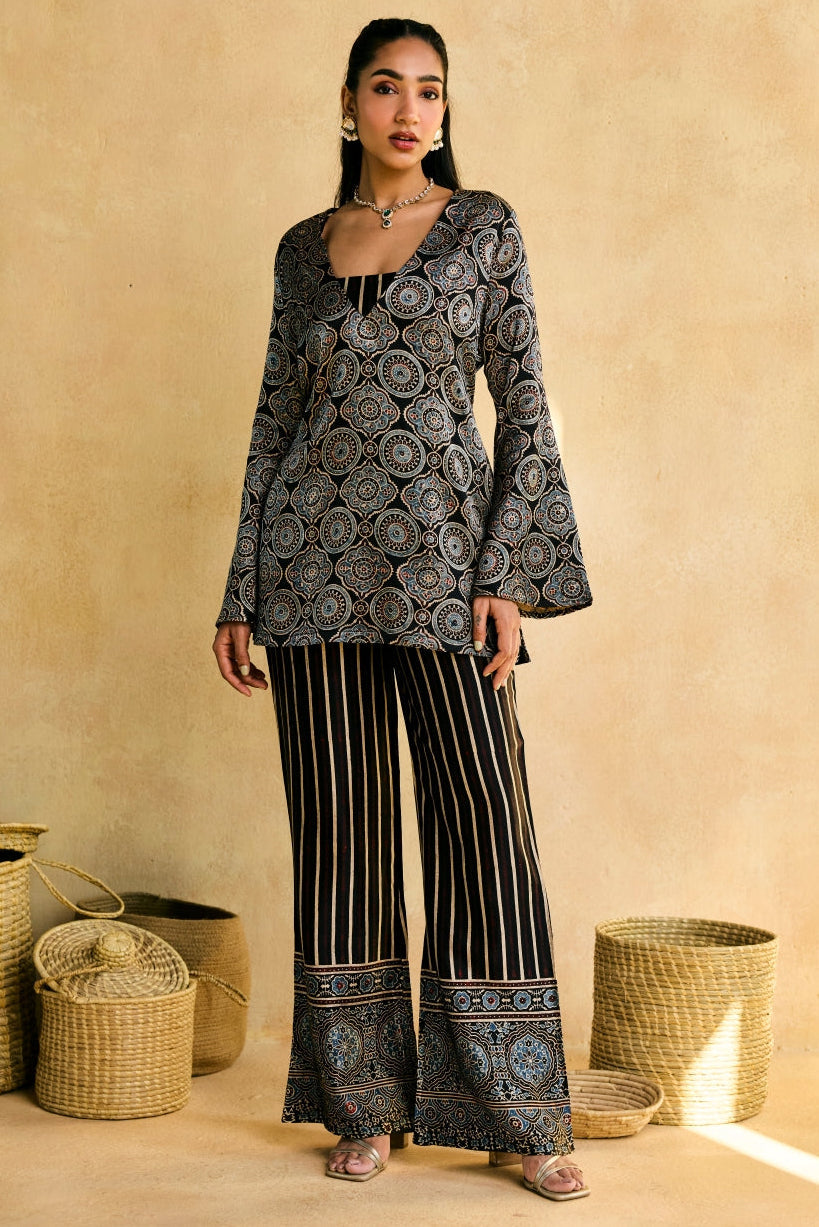 Safina Ajrakh Bralette and Kurta Set