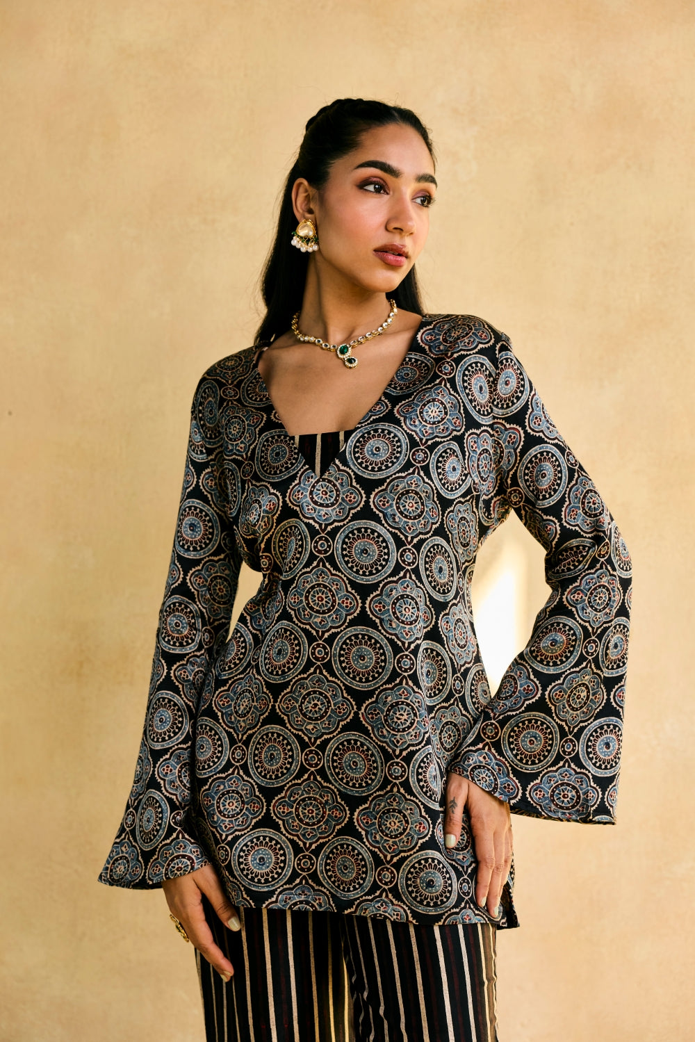 Safina Ajrakh Bralette and Kurta Set