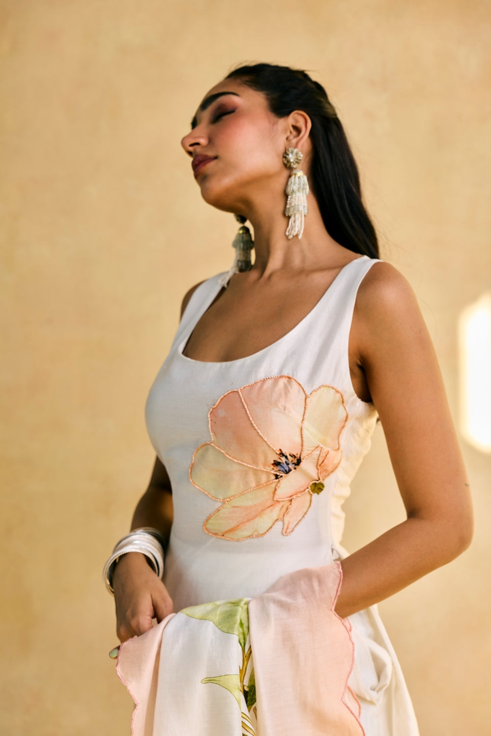 Masakali Floral Print White Kurta Set