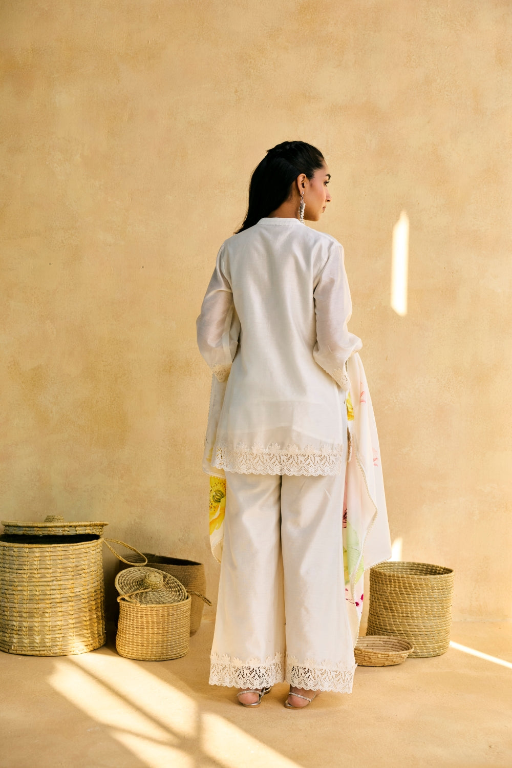 Gulbaagh Floral Print and Lace Kurta Set