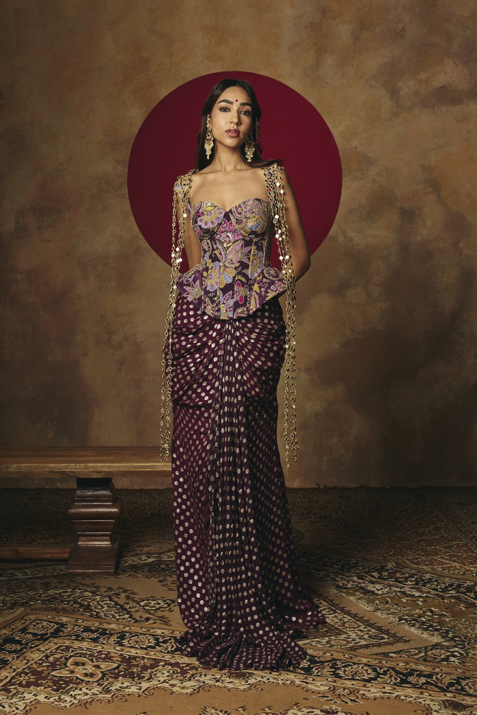 Poorva Purple Embroidered Corset Top