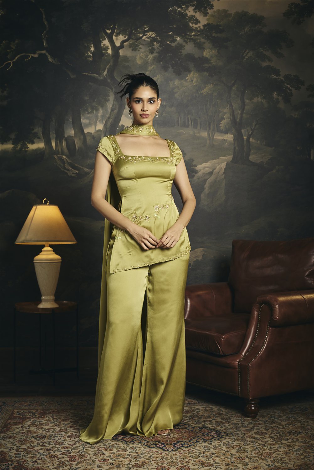 Henna Green Embroidered Y2K Kurta Set