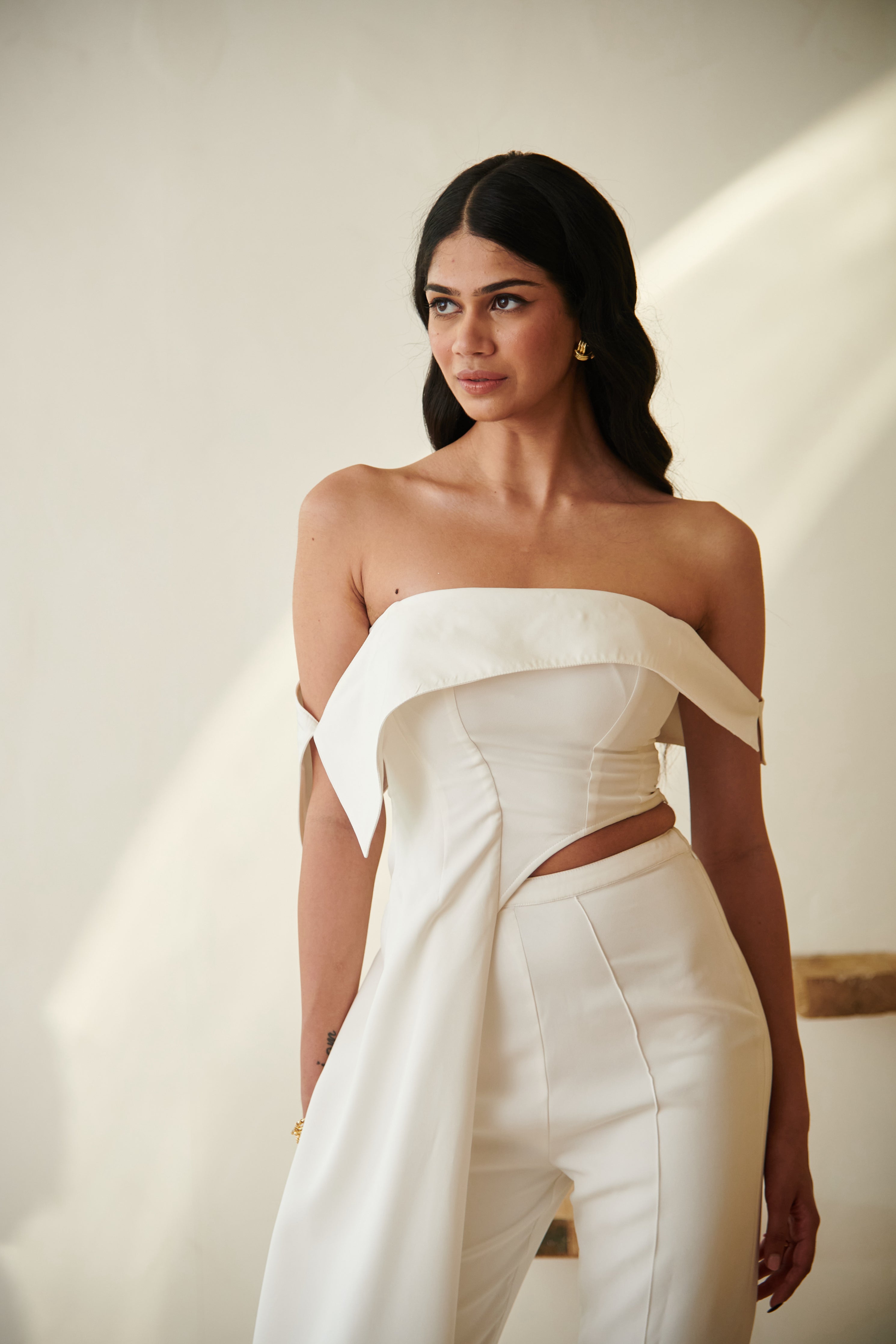 Buy Our Tamara White Asymmetric Top and Pants Set