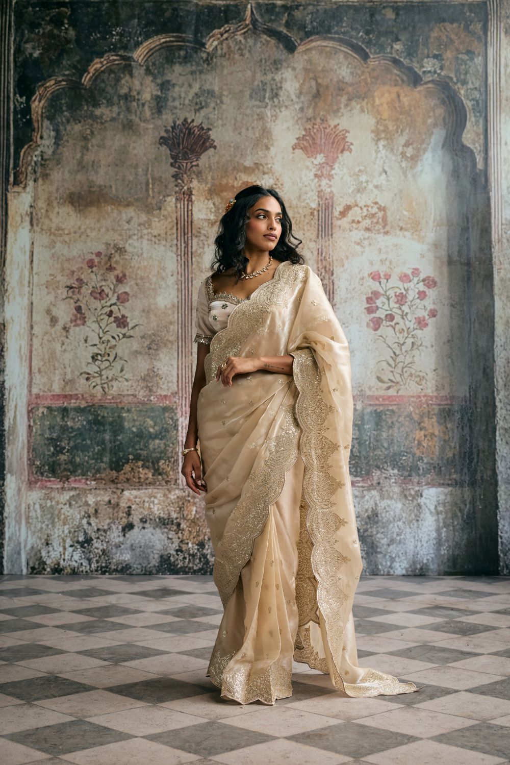 Aarzoo Champagne Gold Saree