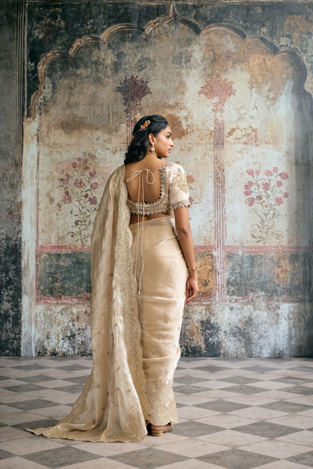 Aarzoo Champagne Gold Saree