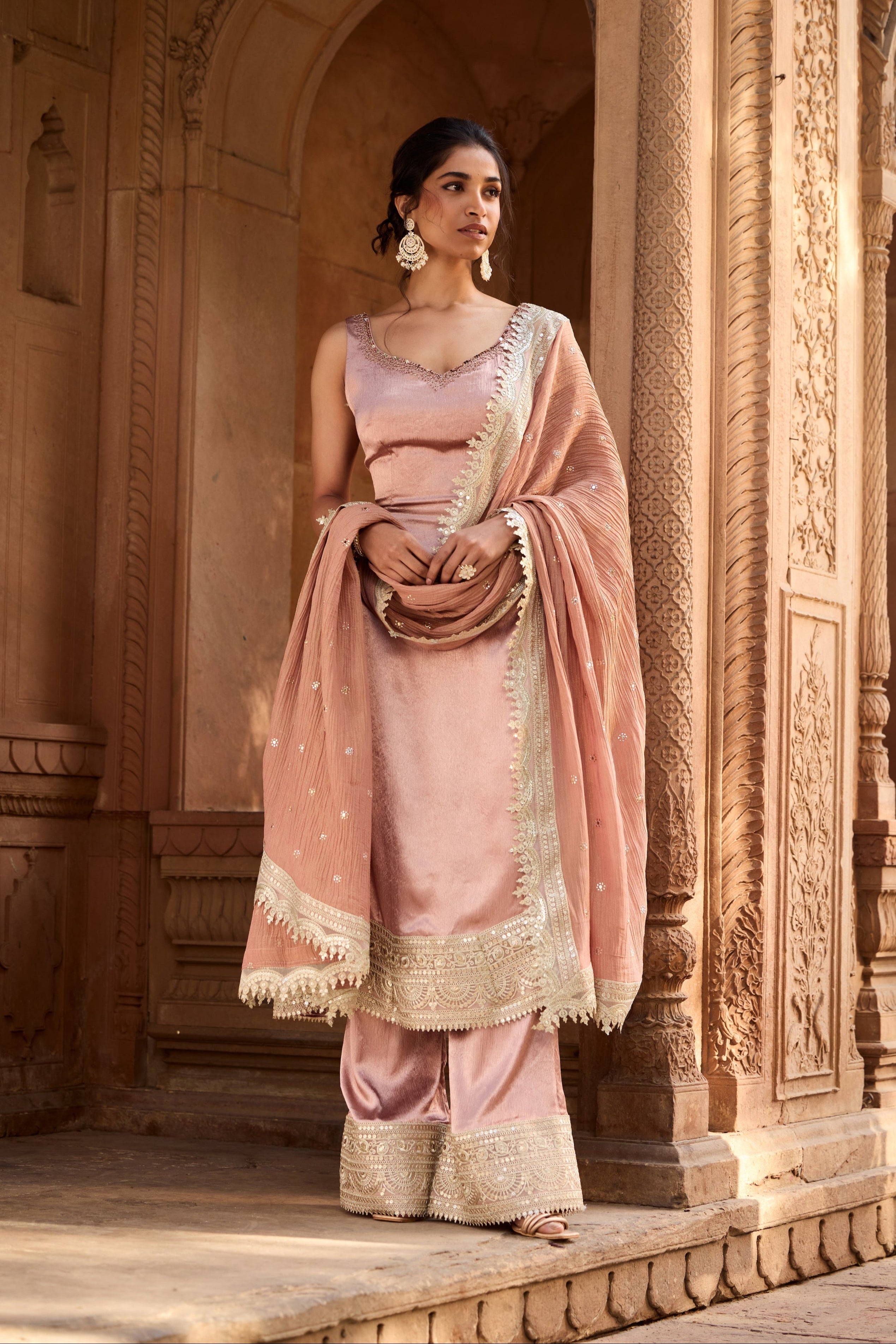 Ati Mauve Slit Anarkali Set