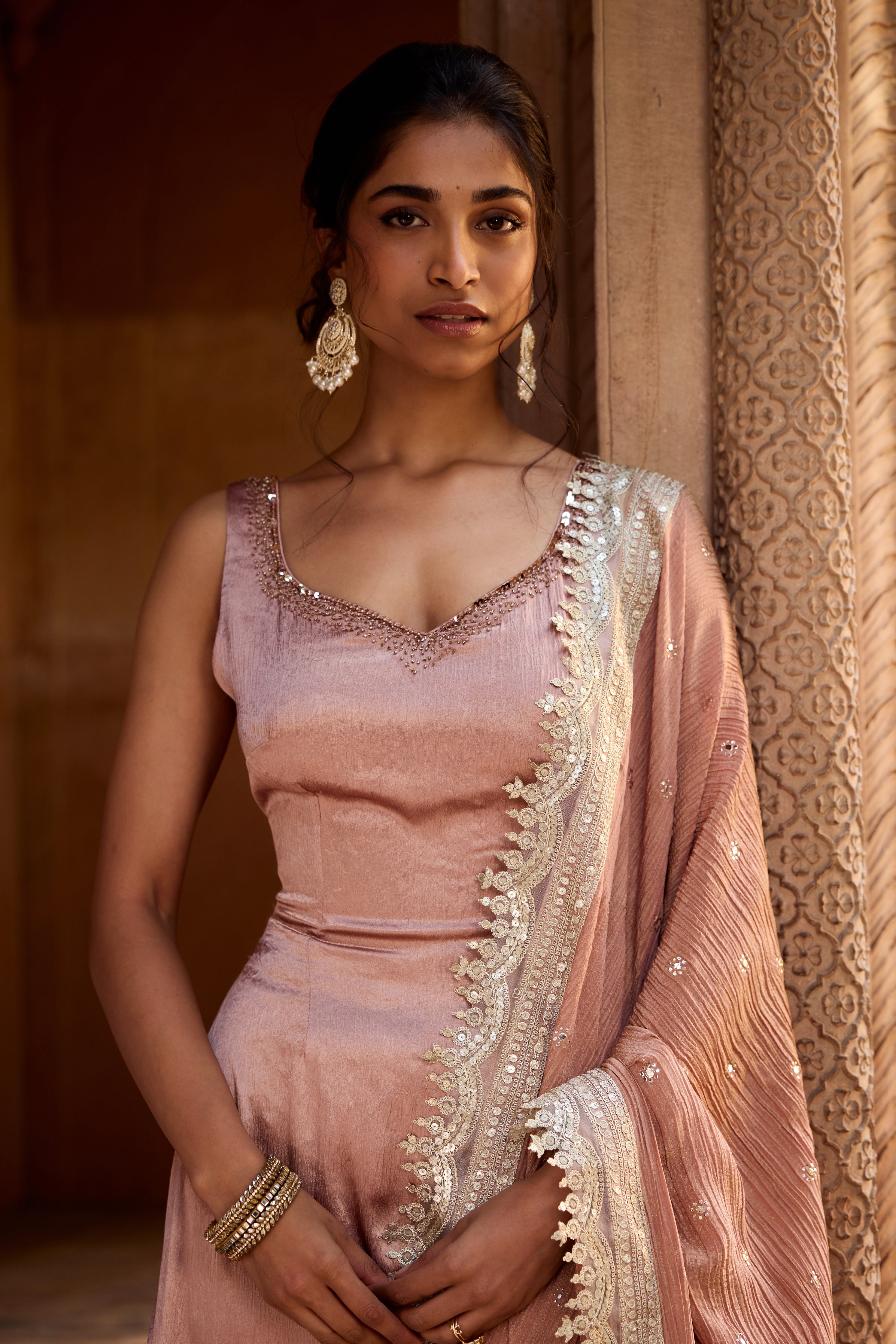 Ati Mauve Slit Anarkali Set