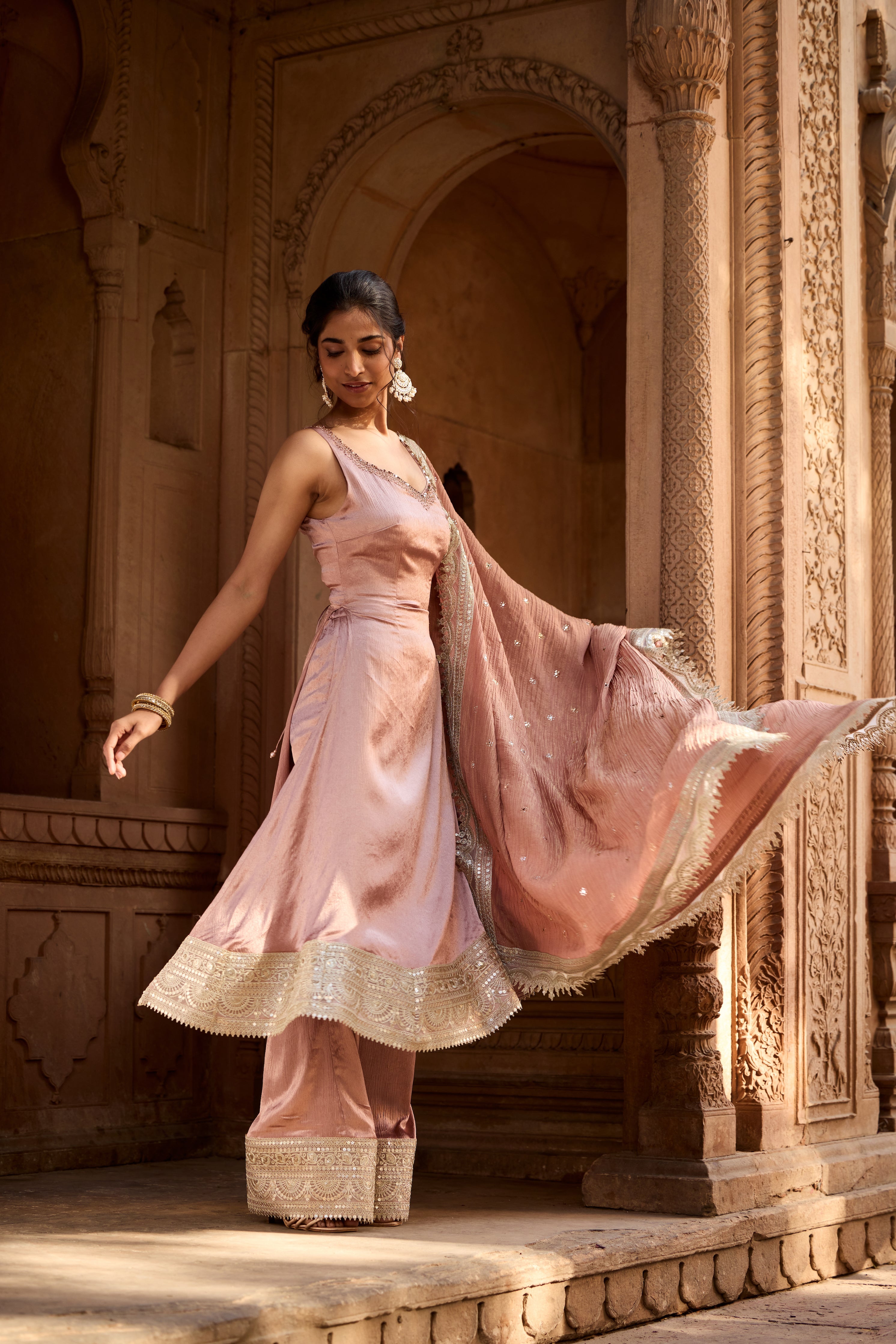 Ati Mauve Slit Anarkali Set