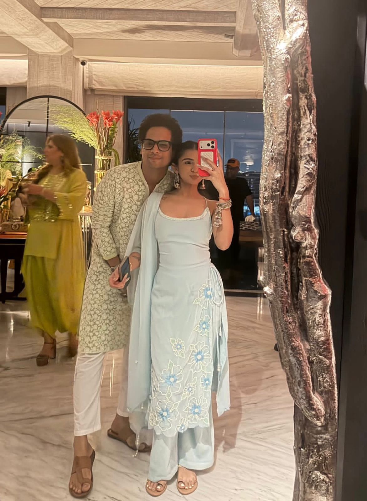 Raaya Baby Blue Hand-Embroidered Sleeveless Suit