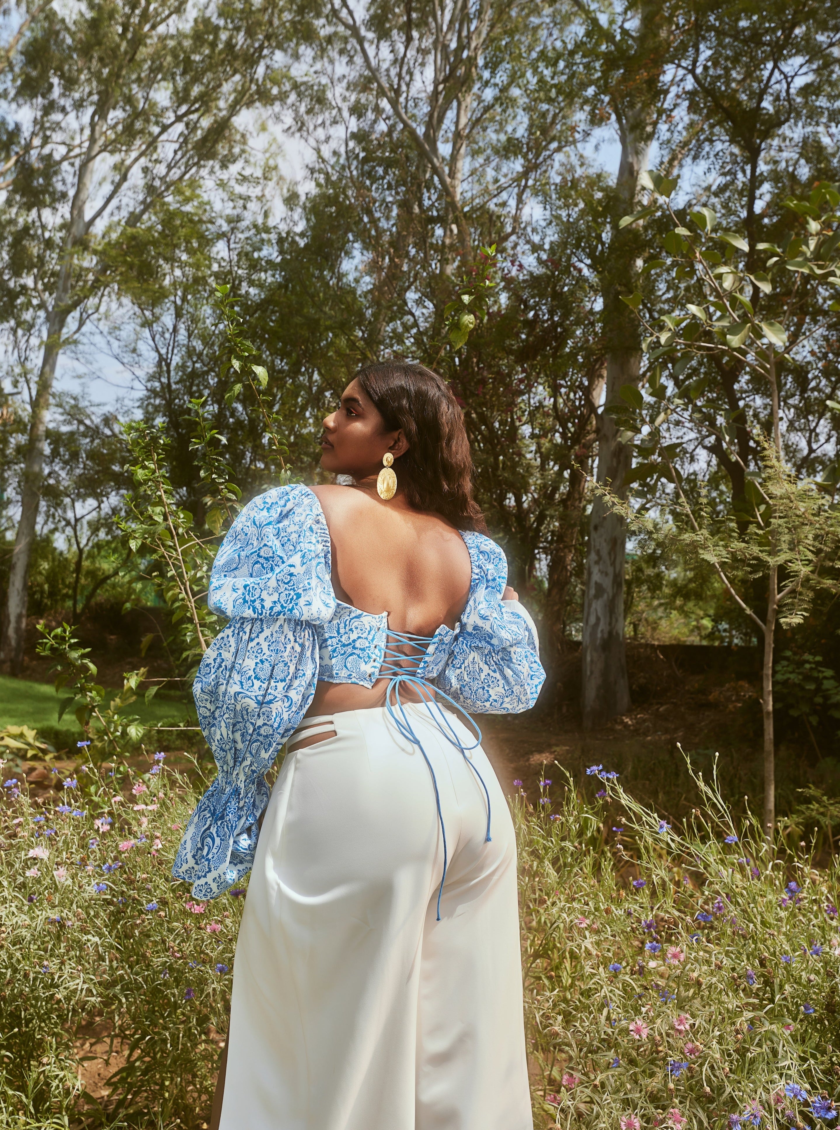 Blue Corset and Pants Set