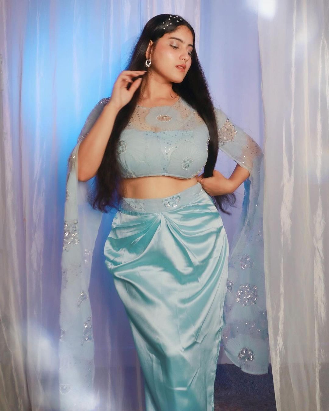 Buy Our Kamya Blue Flower Embroidery Coord Set