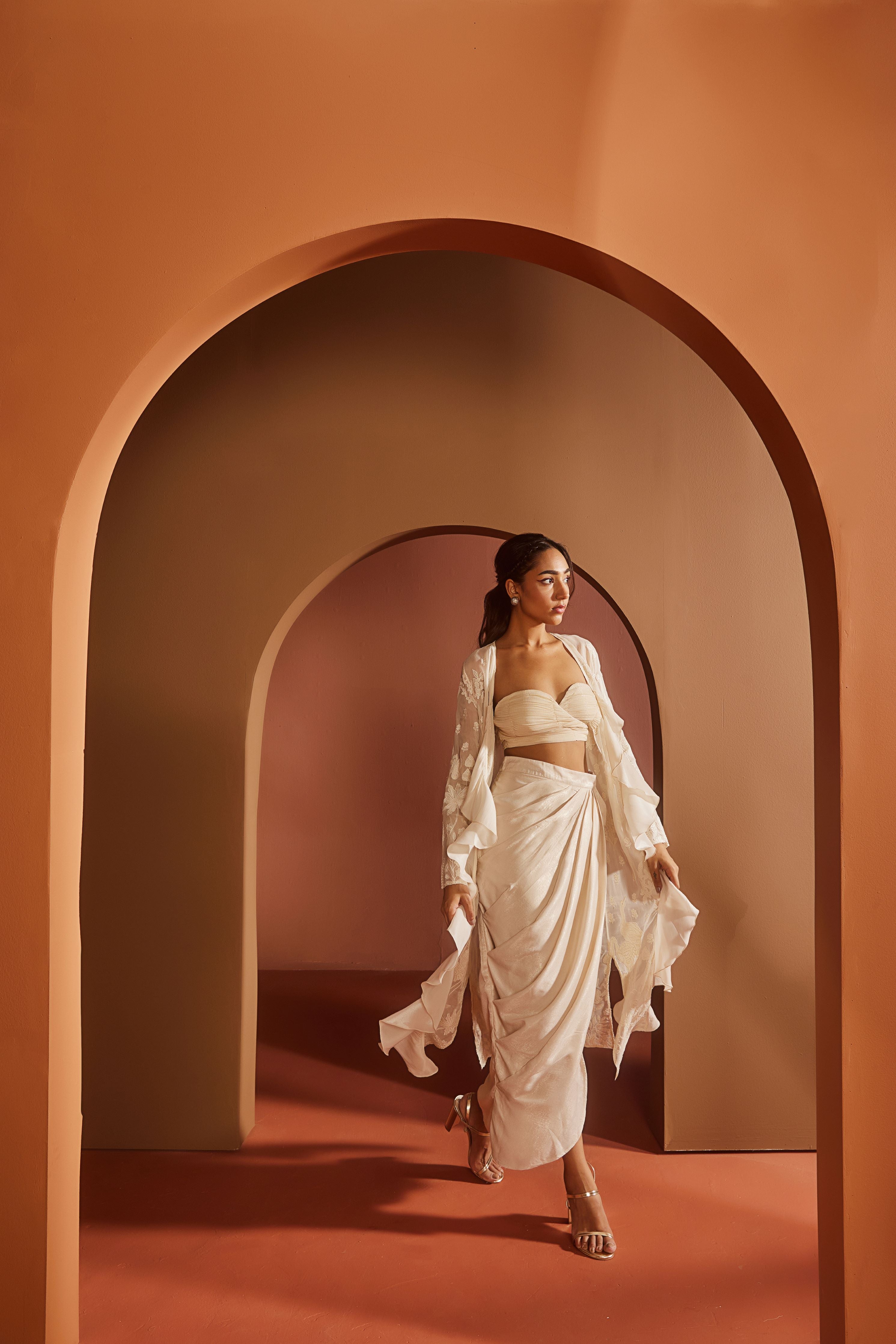Buy Ivory Embroidered Coord Set