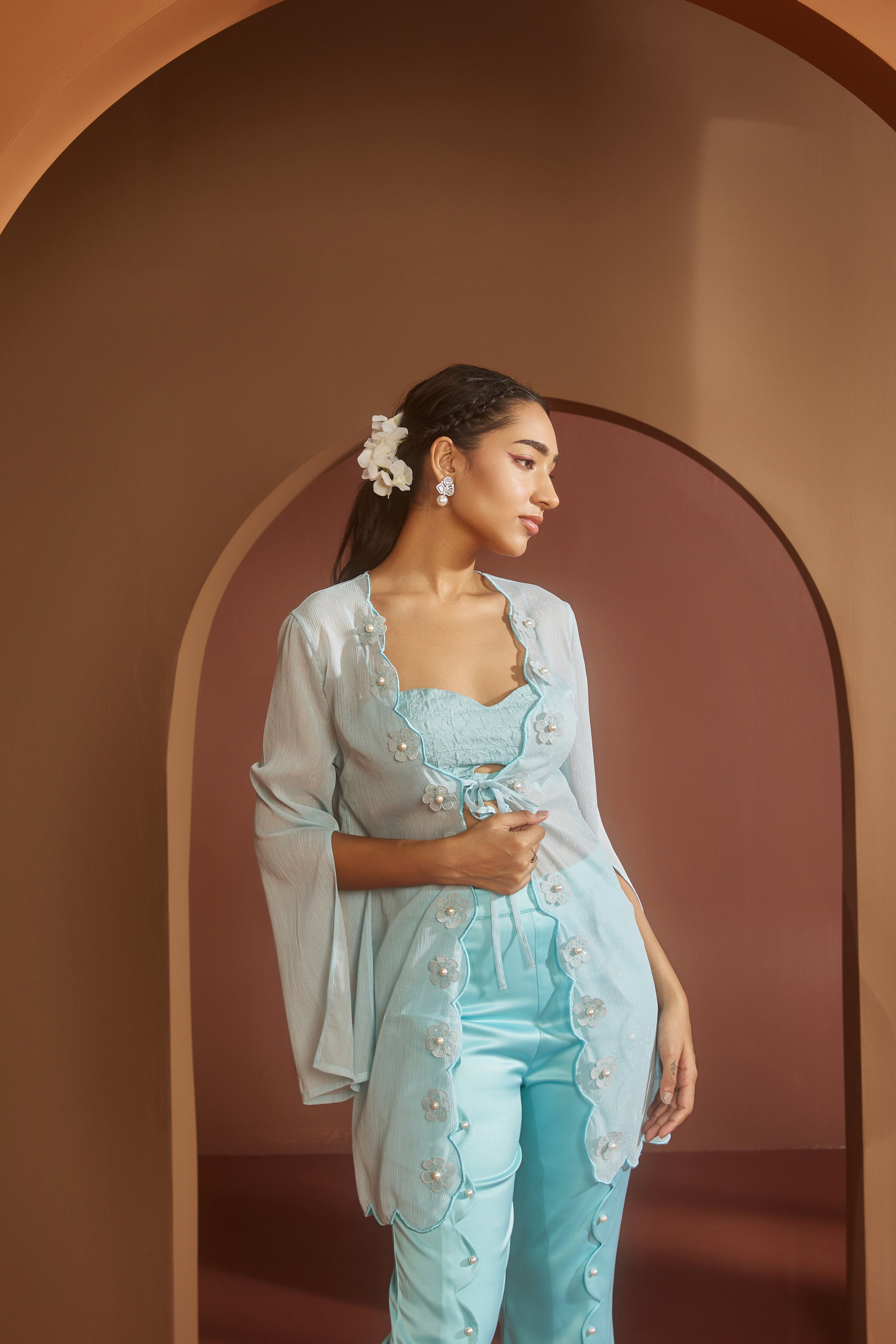 Buy Blue Pearl Embroidered Coord Set