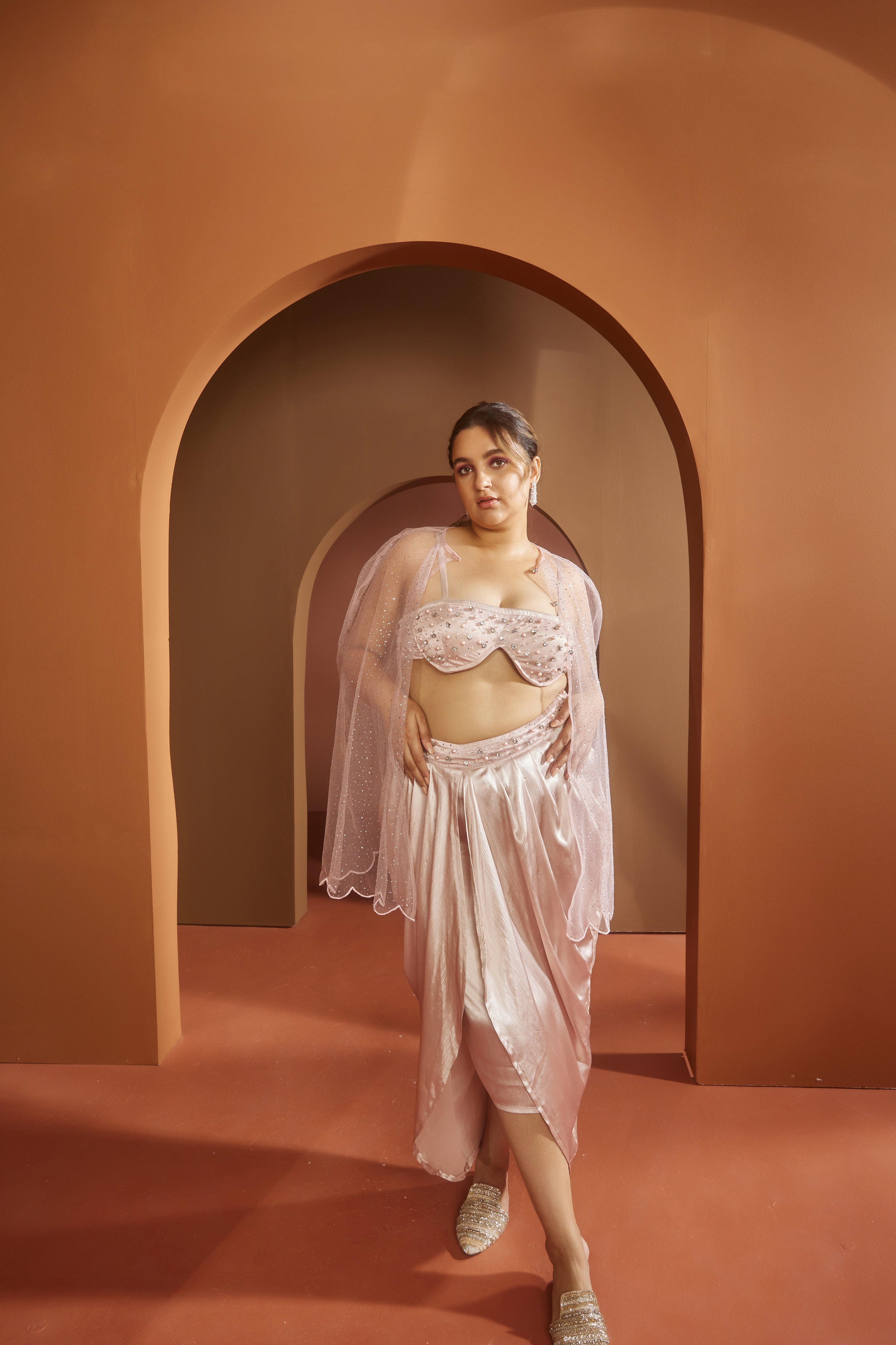 Ubika Blush Pink Embellished Coord set