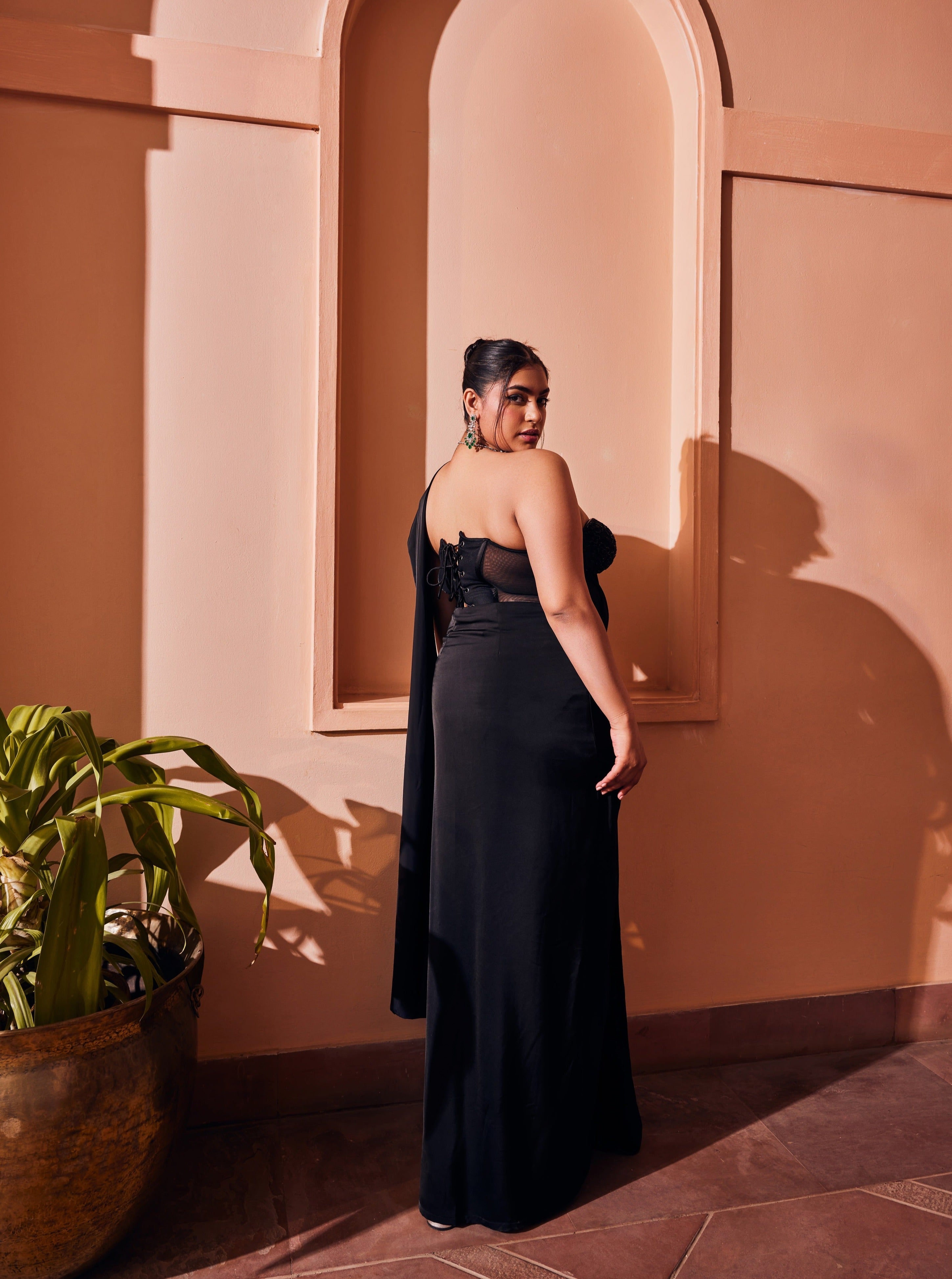 Black Saree Set