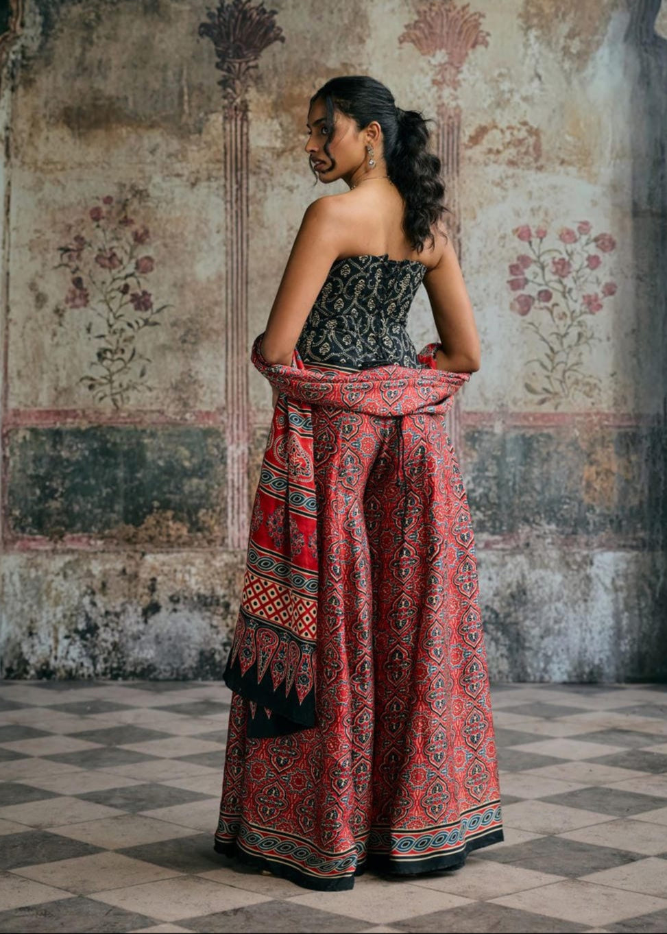 Rhea Ajrakh Hand Embroidered Corset Gharara Set