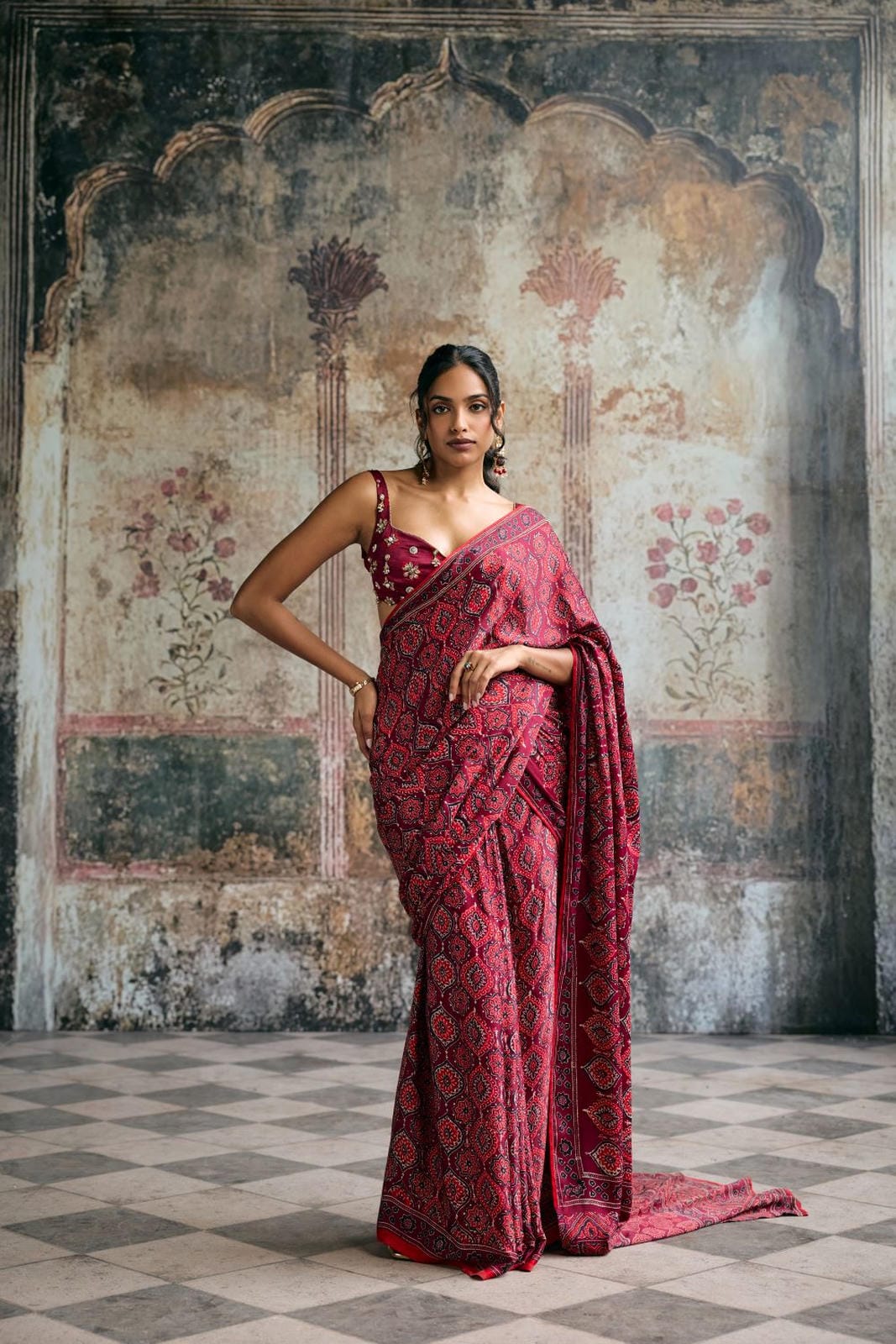 Meira Ajrakh Print Embroidered Blouse