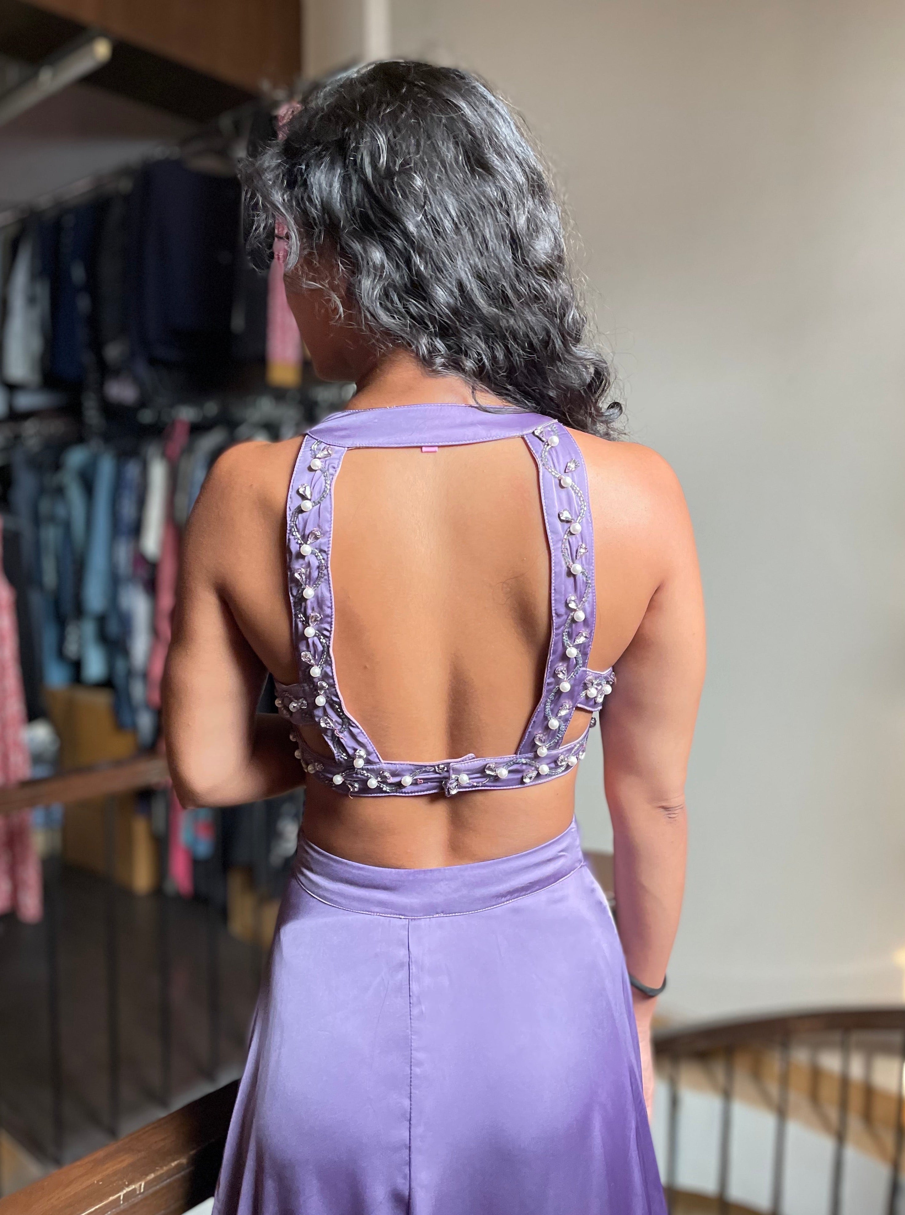 Aanya Lavender Hand-Embroidered Cut-Out Blouse