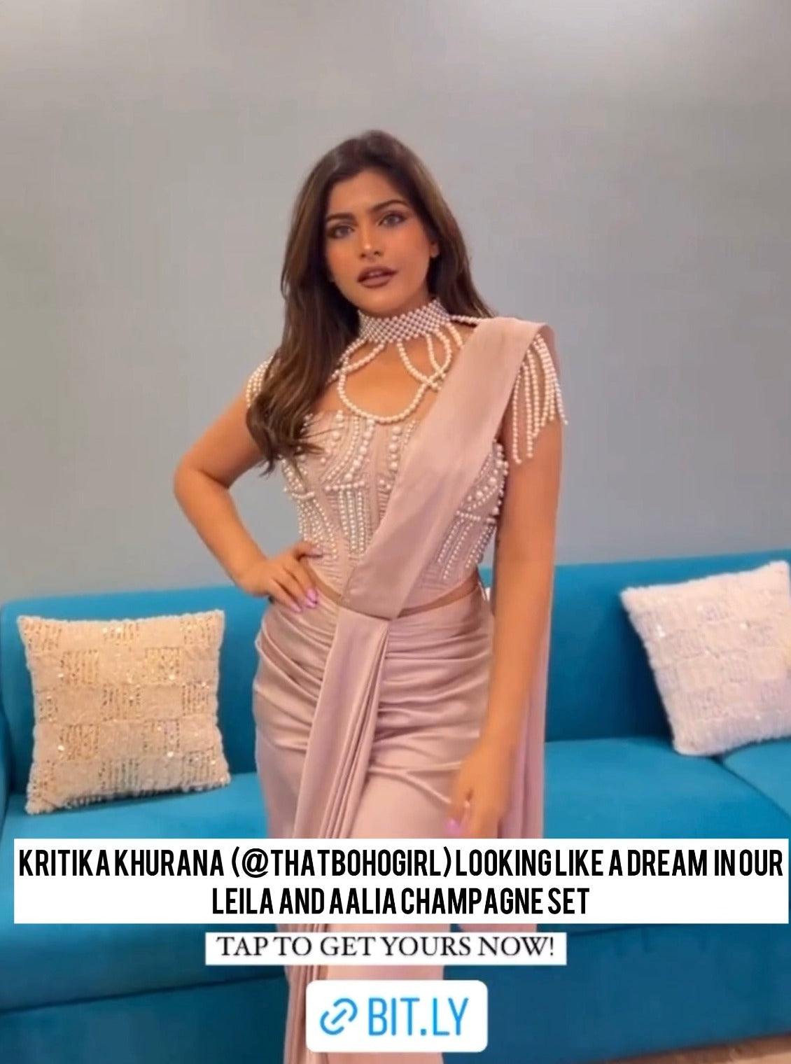 Aalia Champagne Wrap Pre-Stitched Saree