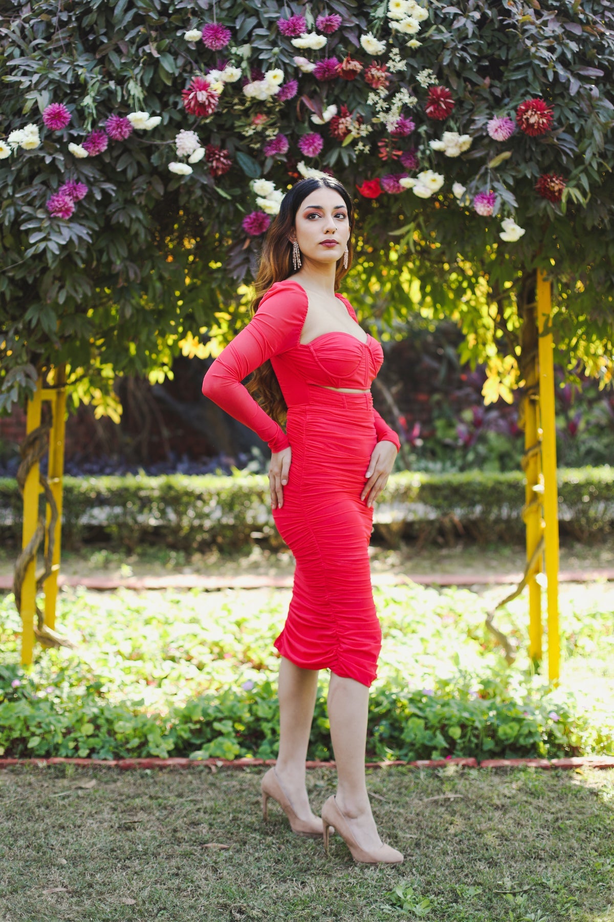  Red Midi Corset Dress