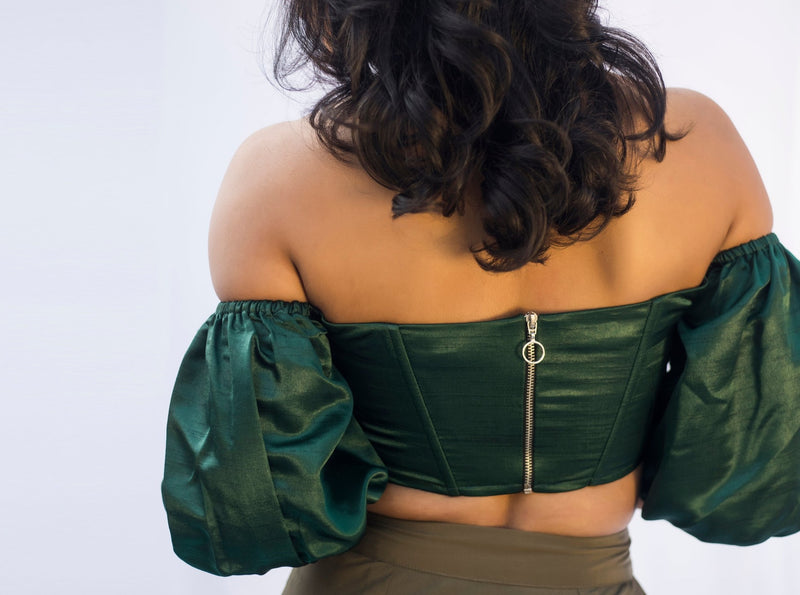 Loretta Emerald Silk Corset Top