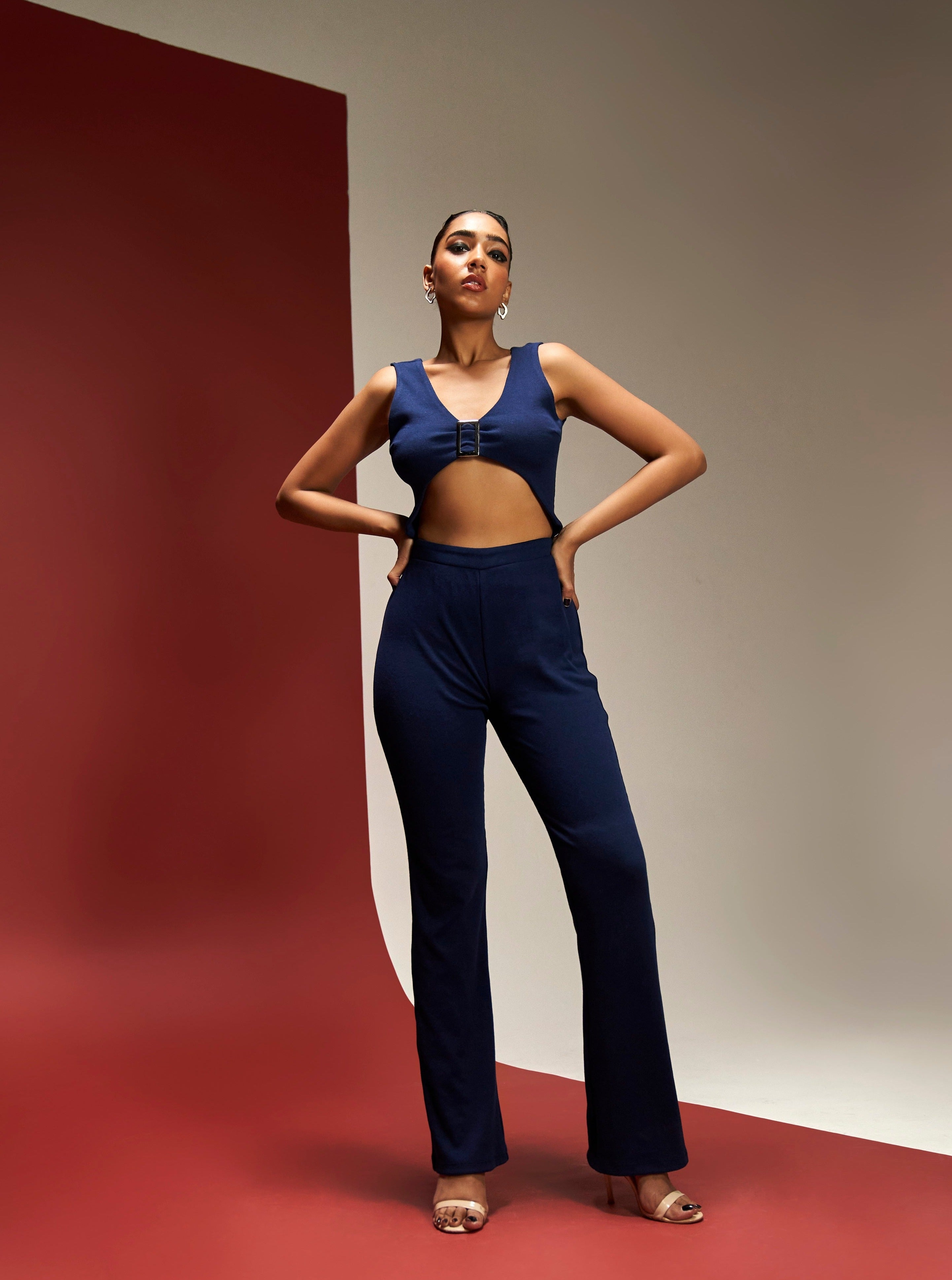 Buy Navy Blue Rib Coord Set