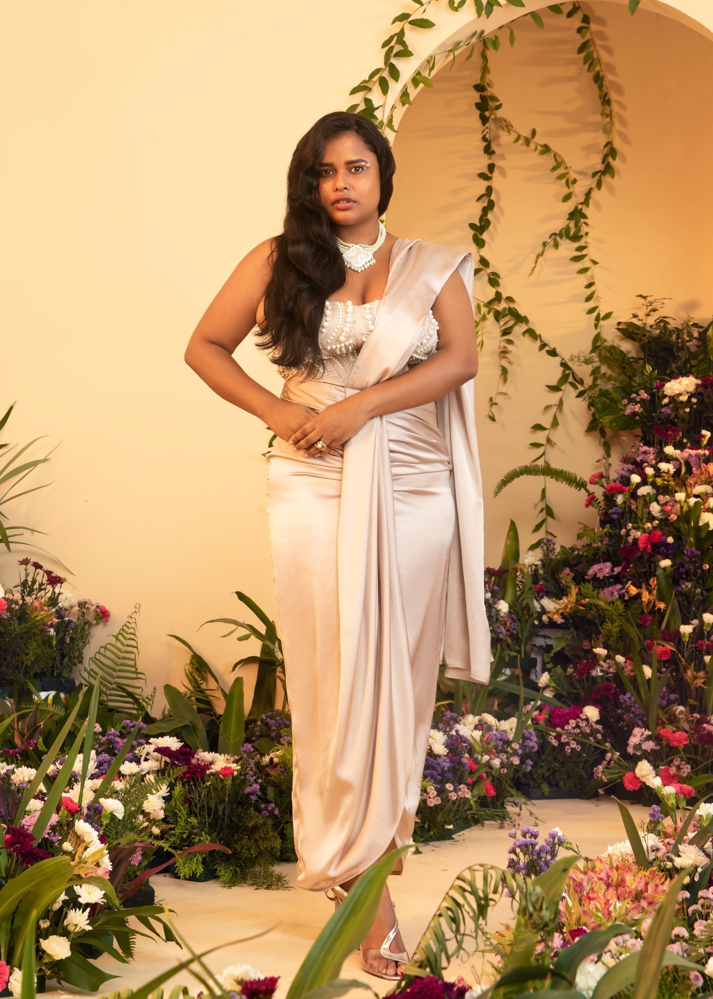 Champagne Wrap Pre-Stitched Saree