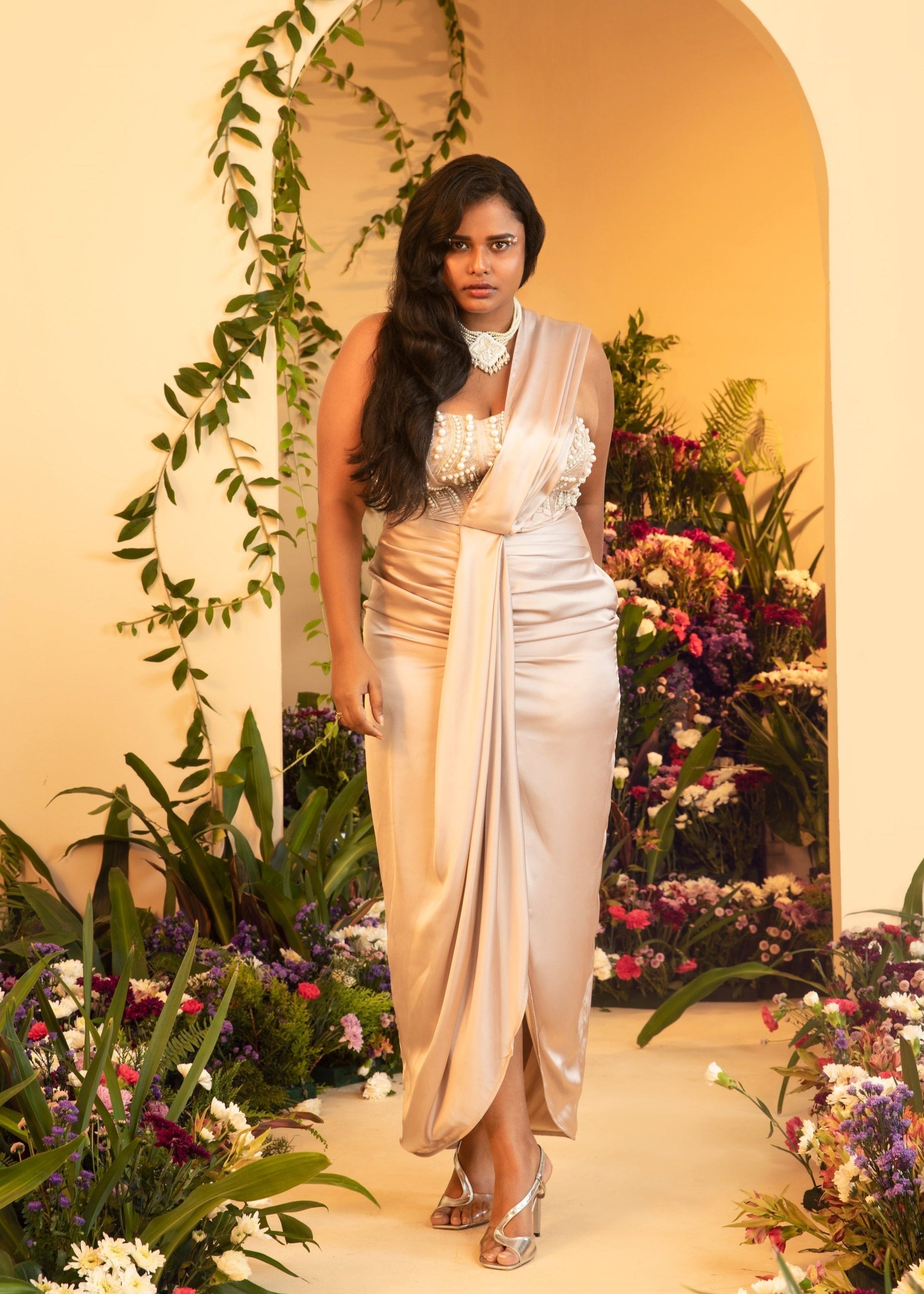 Champagne Wrap Pre-Stitched Saree