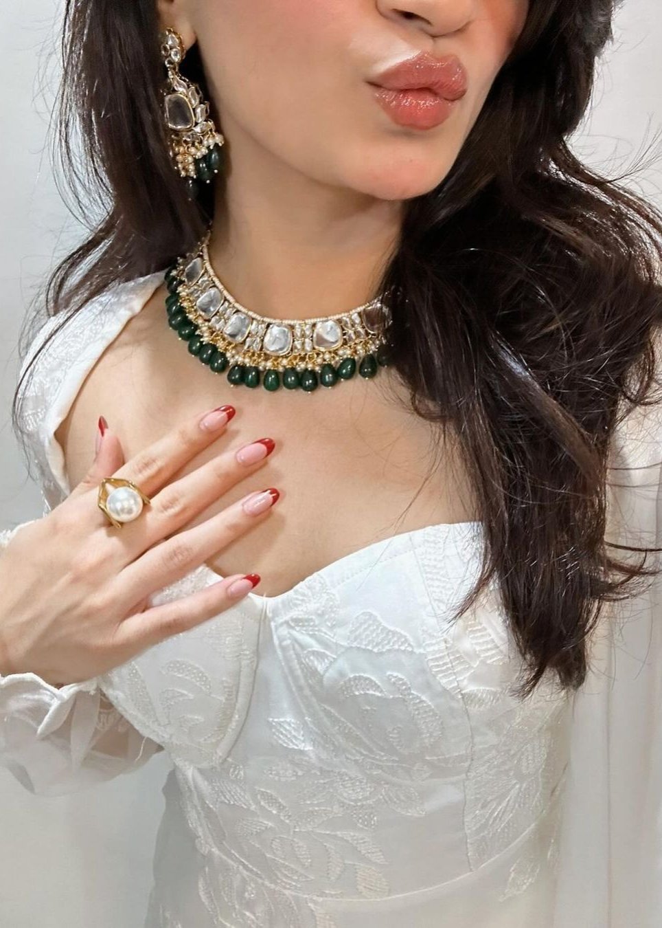 Avya White Embroidered Corset Anarkali Suit
