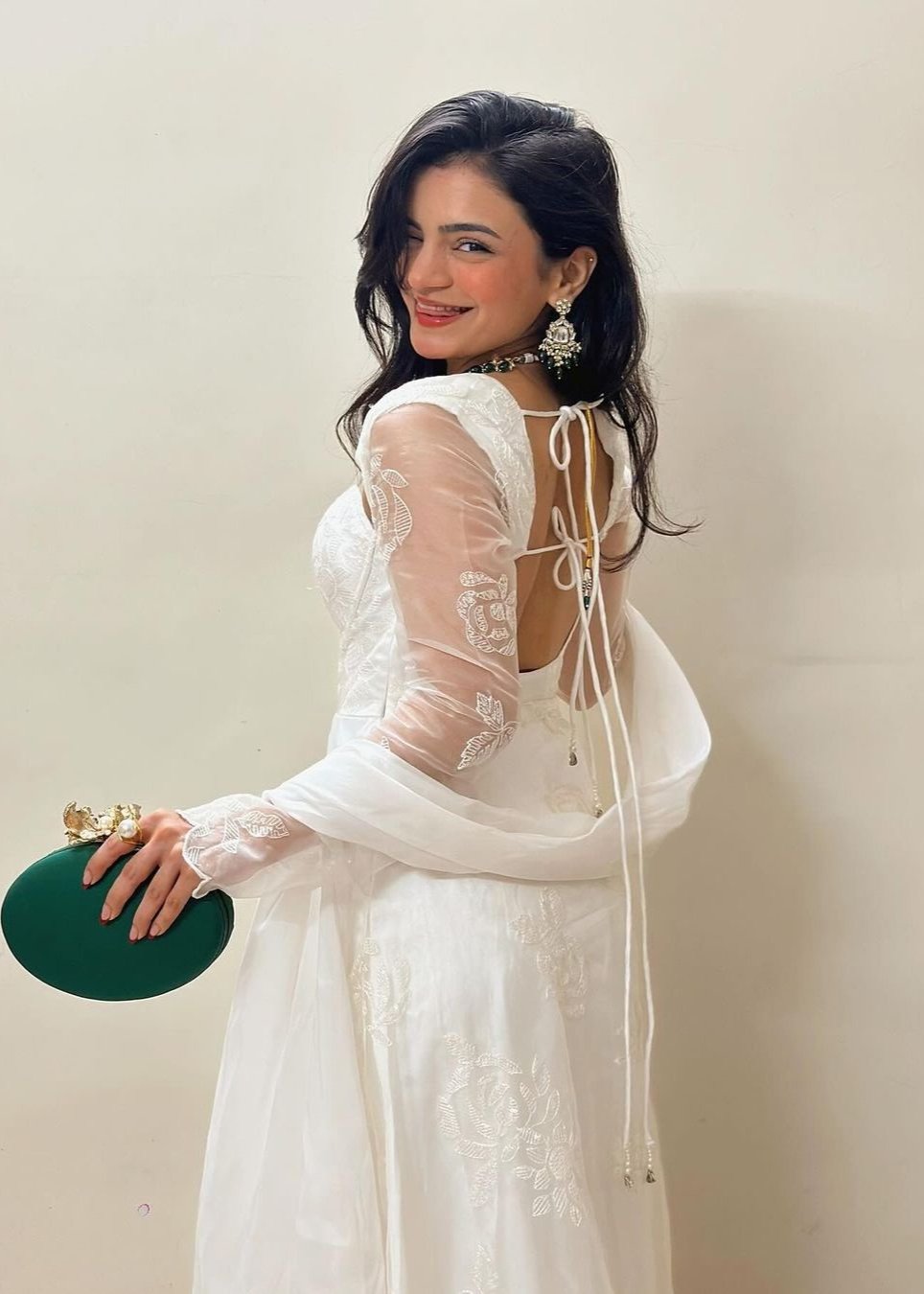 Avya White Embroidered Corset Anarkali Suit
