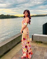 Katrina Nude 3-D Flower Embroidered Gown