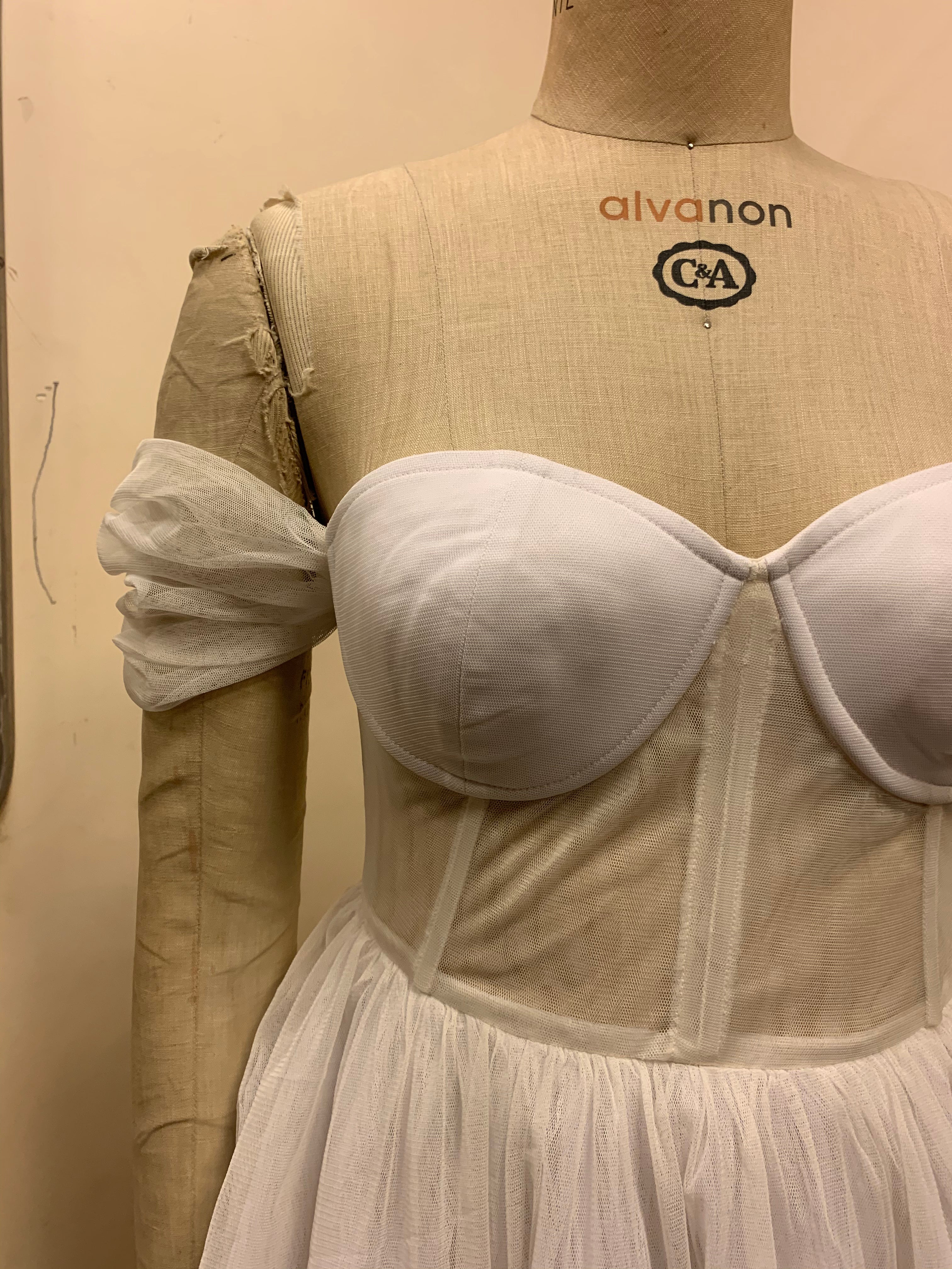 White bustier dress off shoulder