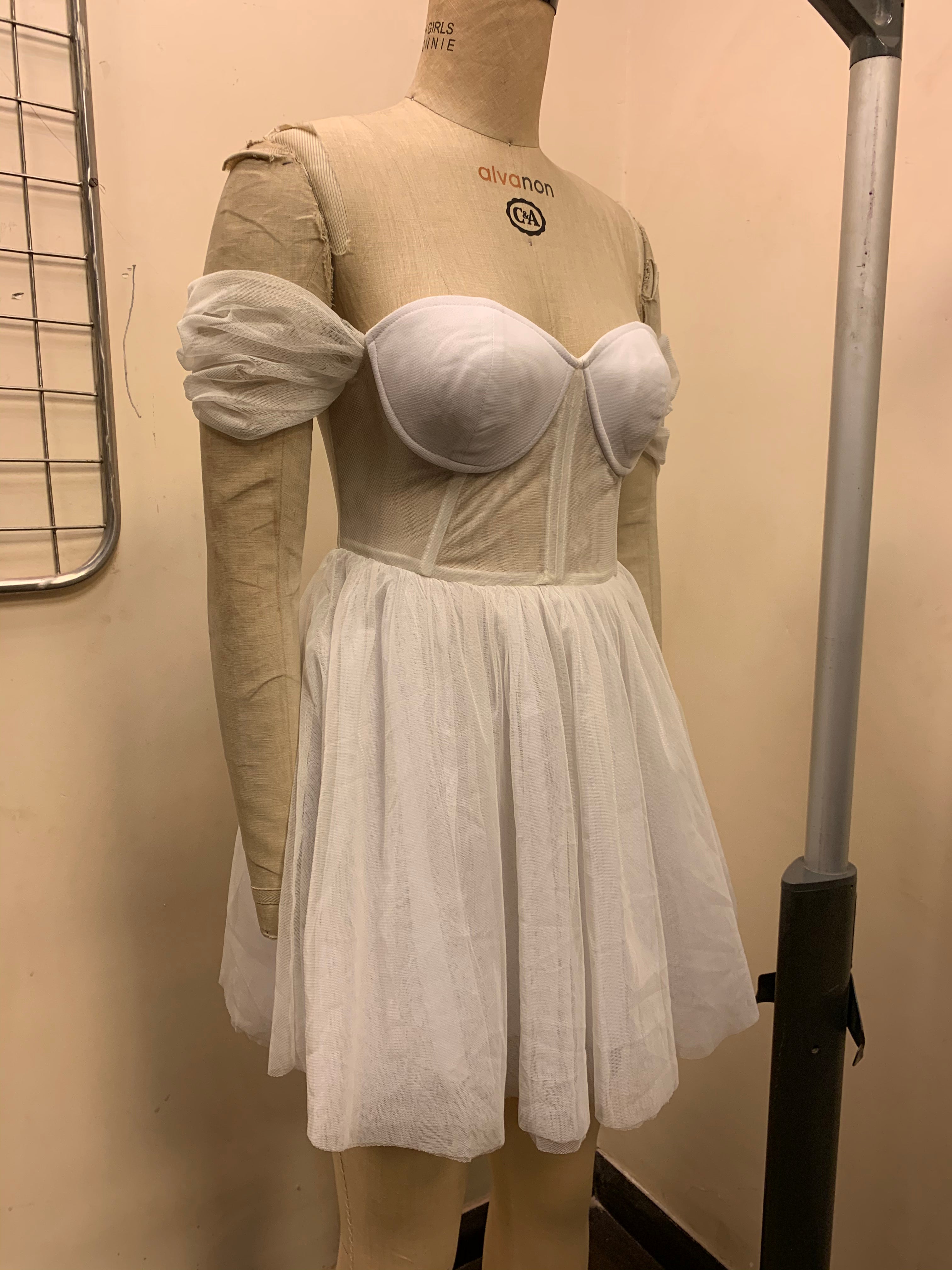 White bustier dress off shoulder
