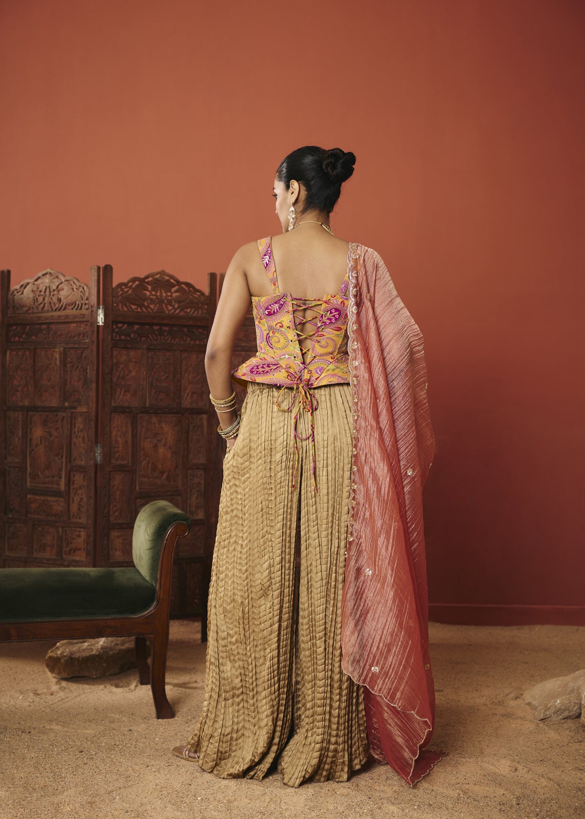 Ishaani Marigold Paisley Embroidered Corset