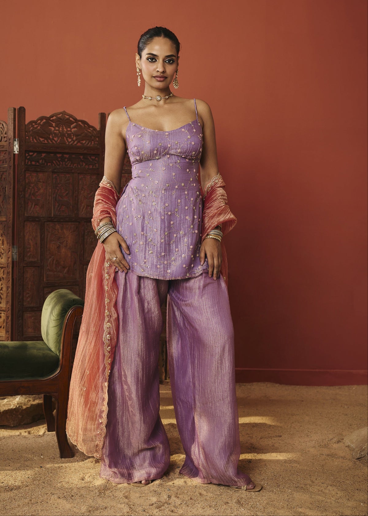 The Elara Lilac Sequin Embroidered Kurta Set