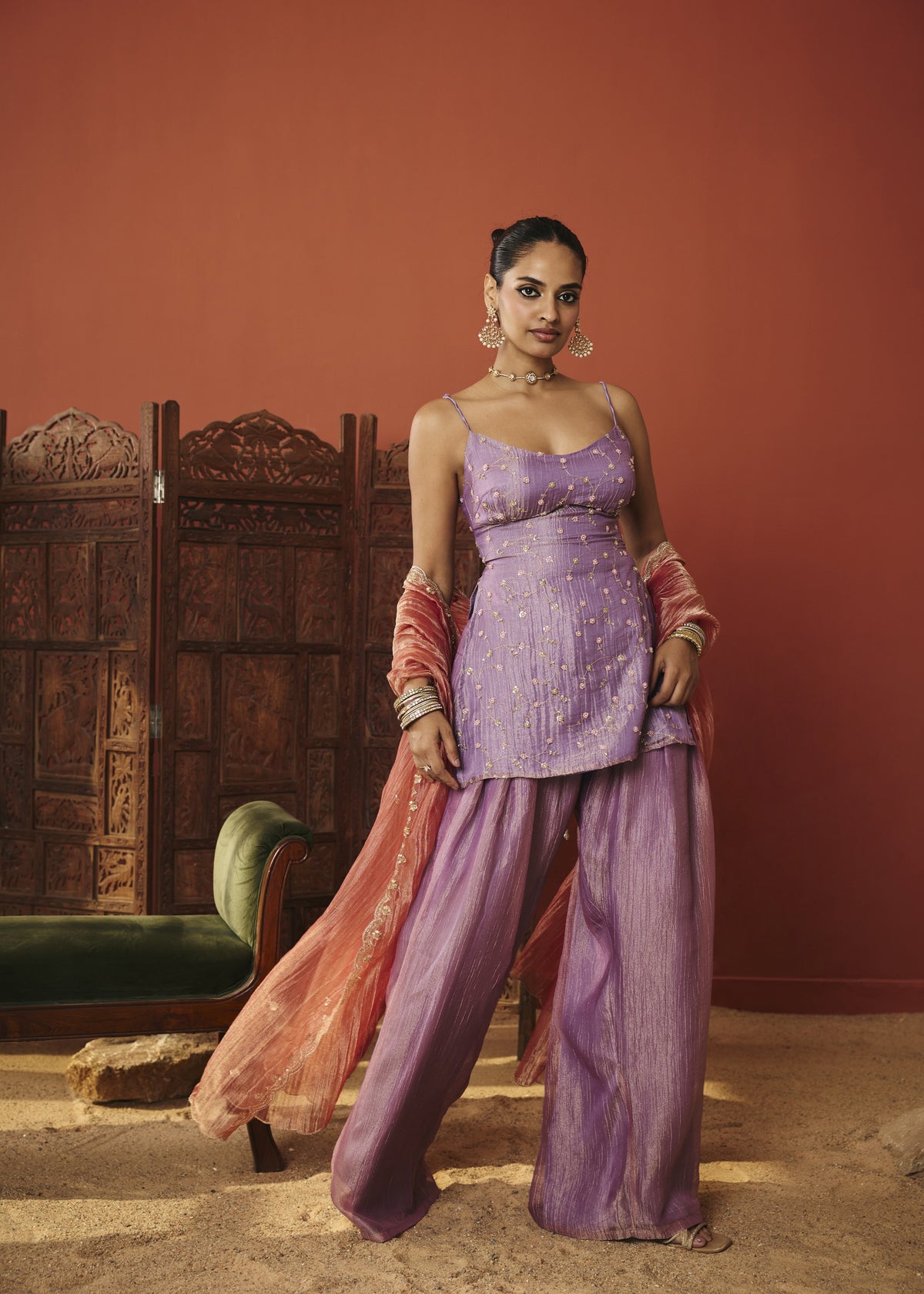 The Elara Lilac Sequin Embroidered Kurta Set