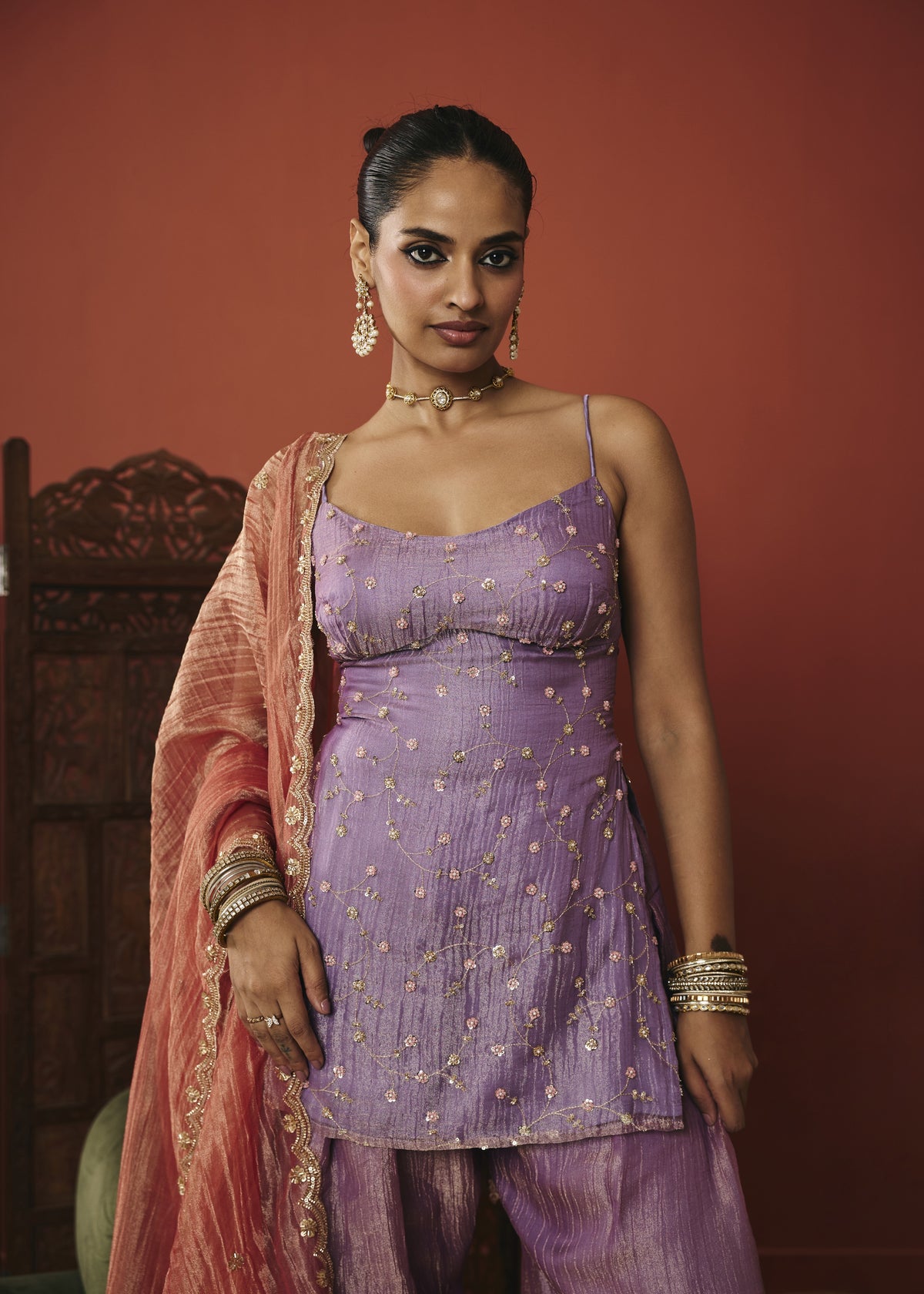 The Elara Lilac Sequin Embroidered Kurta Set